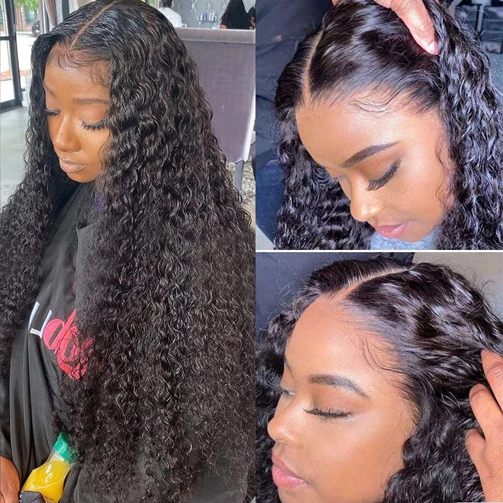QTHAIR 14A Water Wave Transparent HD Lace Closure 4x4 Lace Closure Free Part Closure Water Wave Human Hair Closure 14" #1b 150% Density Unprocessed Wet and Wavy Virgin Human Hair Lace Frontal Closure
