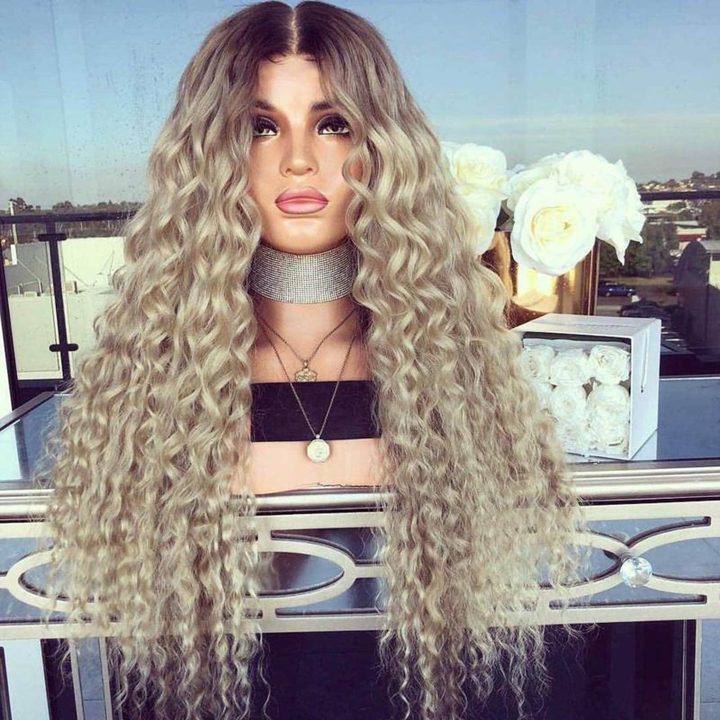 YruYptpaln Deep Wave Lace Front Wigs Wear and Go Glueless Wigs Pre Cut Wet and Wavy Lace Front Wigs Middle Part Wigs for White Women(Beige, One Size)