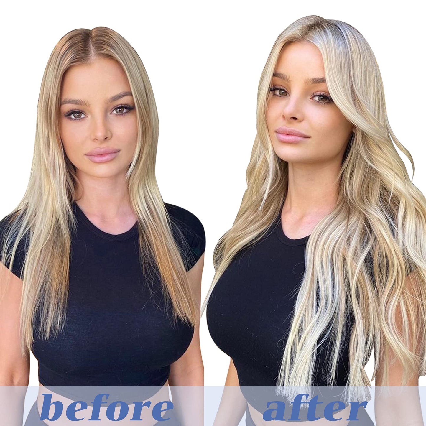 GOO GOO Clip in Hair Extensions Real Human Hair, Remy Human Hair Extensions Clip ins for Women, Natural Human Hair, 14inch 120g 7Pcs, 17A/60A Ash Blonde Highlighted Platinum Blonde