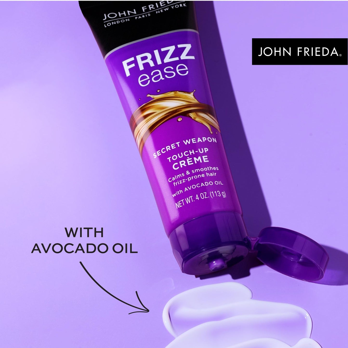 John Frieda Frizz Ease Secret Weapon Touch-Up Crème - Anti-Frizz Styling Cream for Smooth, Frizz-Prone Hair, 4 Oz