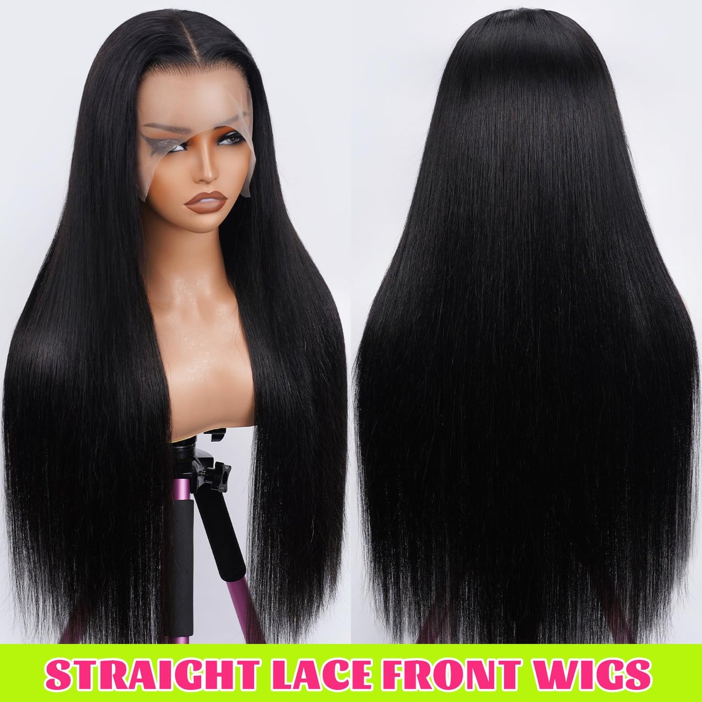 CabeDuck 38 Inch Straight Lace Front Wigs Human Hair Pre Plucked 13x4 HD Straight Wigs Human Hair Lace Frontal Human Hair Wig for Women Natural Color