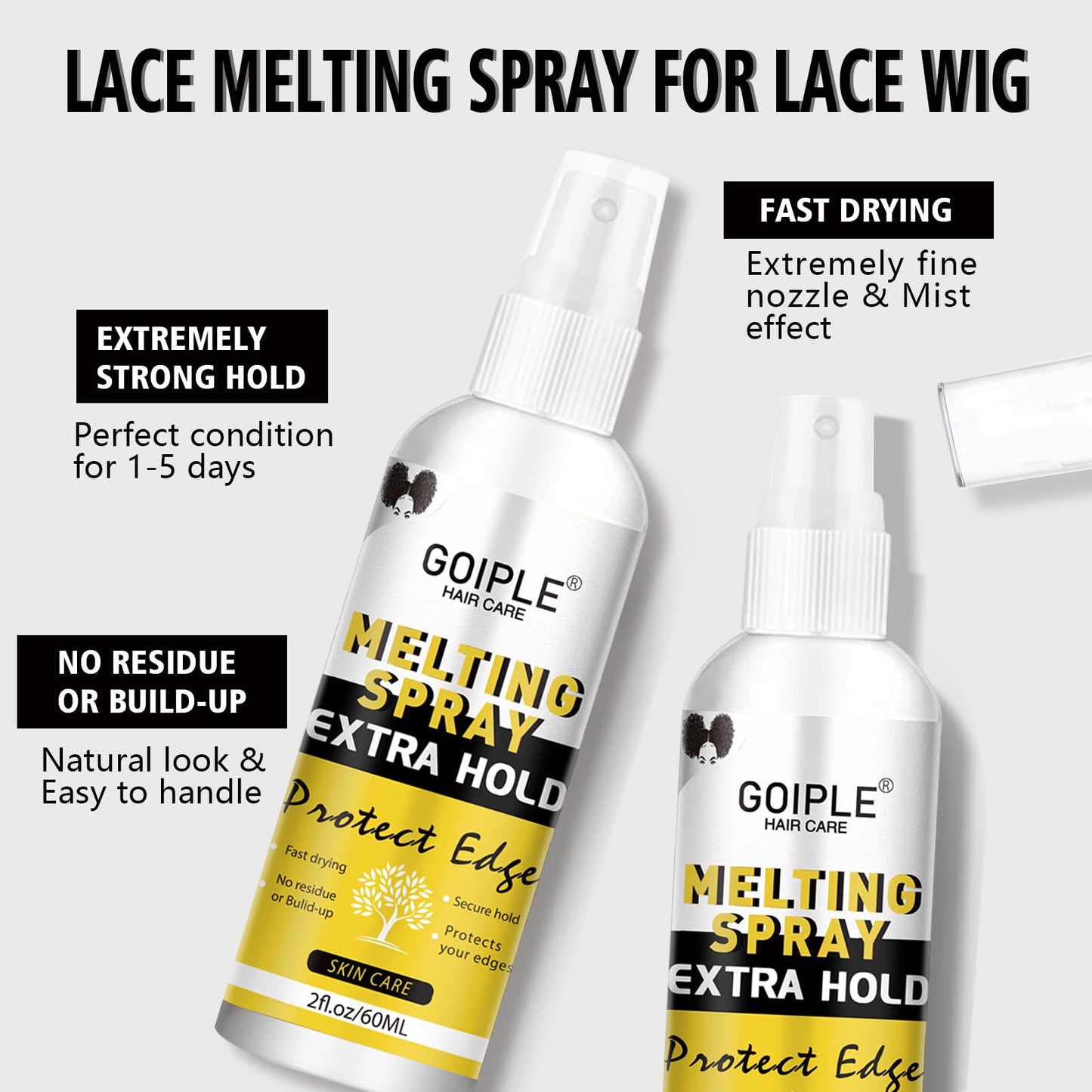 Lace Tint Mousse Wig Milk Spray for Synthetic Hair, Leave-in Conditioner Spray Conditioner & Detangler Moisturizer, Wig Glue for Lace Front Wigs Strong Hold Hair Adhesive Wigs Accessory Essentials Kit