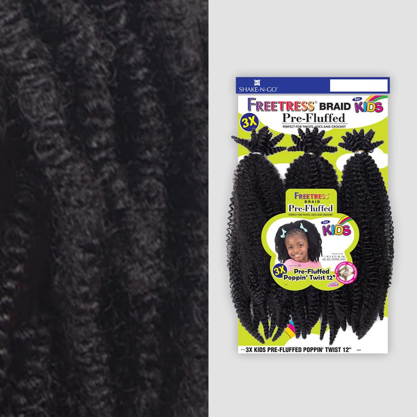 FreeTress Crochet Braids 3X Kids Pre-Fluffed Poppin' Twist 12" (Pack of 1, Copper)