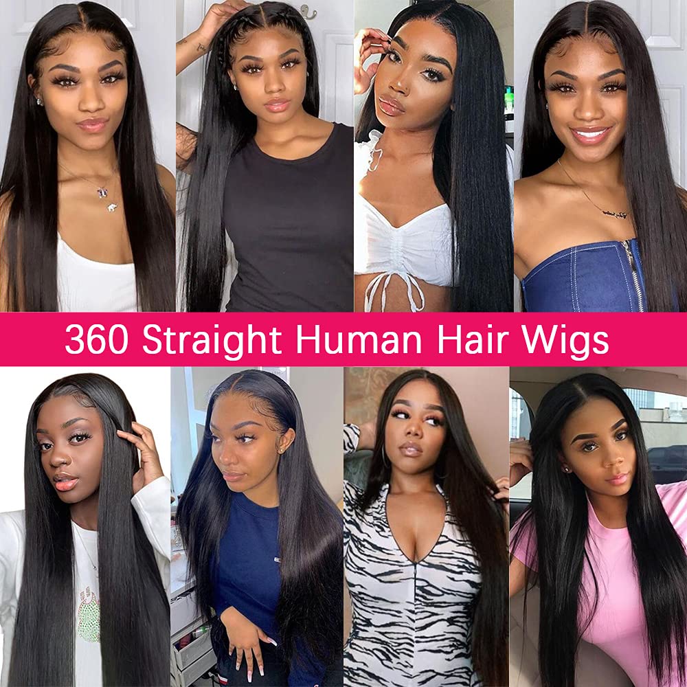 sdamey Straight 360 HD Lace Front Wigs Human Hair 180 Density Brazilian Frontal Wigs Human Hair Glueless Wigs Human Hair Pre Plucked pre Cut Wigs for Women