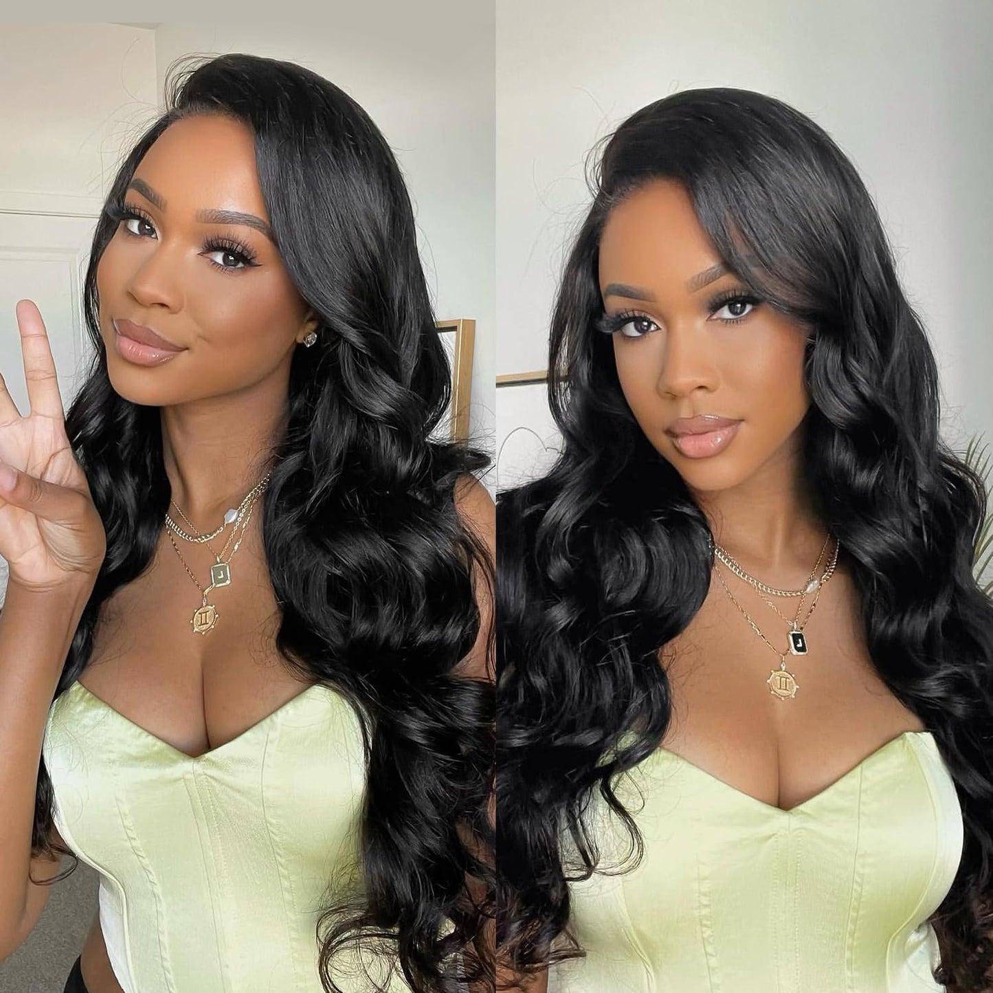 360 Lace Wigs Human Hair 32 Inch Full Lace Wigs Human Hair 360 Body Wave Lace Front Wigs for Women 360 Lace Wigs Pre Plucked With Babay Hair 200% Density Can Make Bun And High Ponytail (34 Inch)