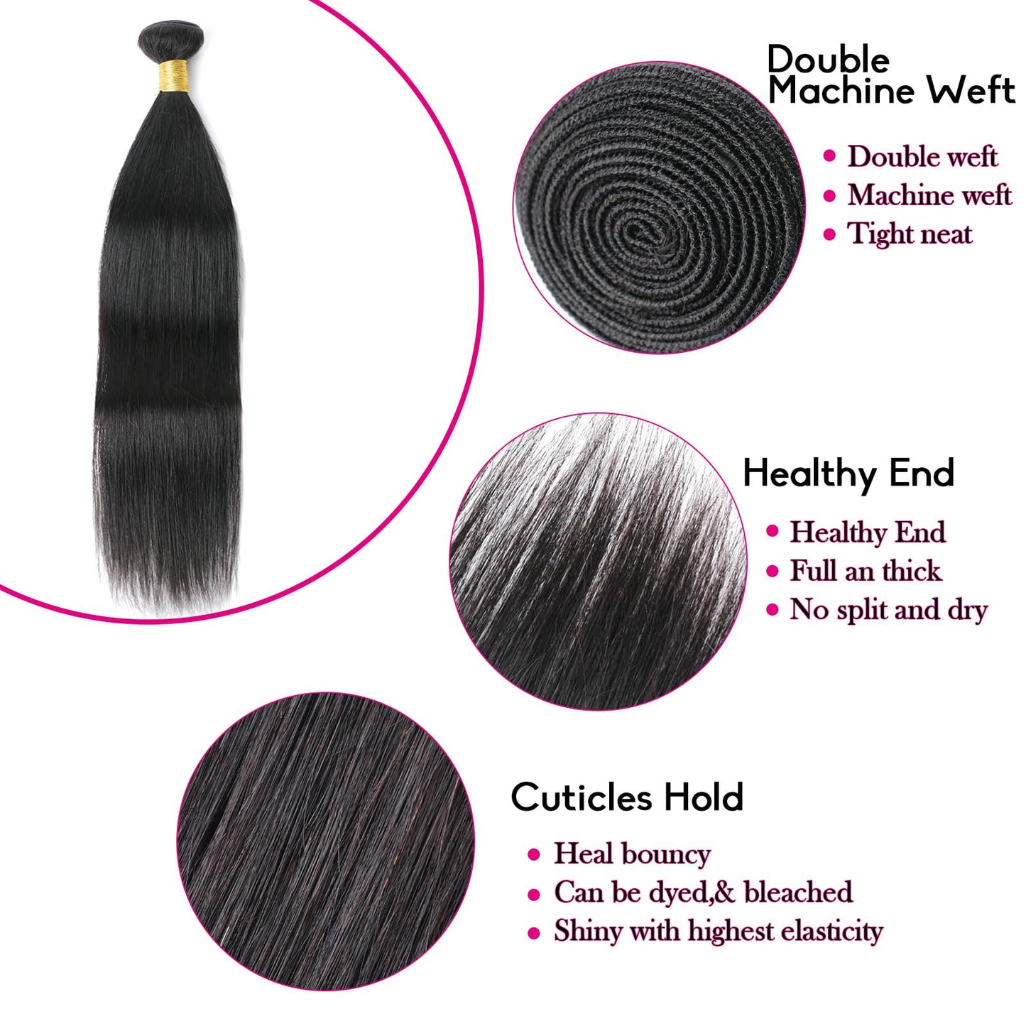 Viyaviya Short Brazilian Virgin Hair Straight Bundles 100% Human Hair Weaves Brazilian Unprocessed 100G/Pcs Hair Extensions Natural Color Can Dye 10A 8 Inch Short Hair Bundles