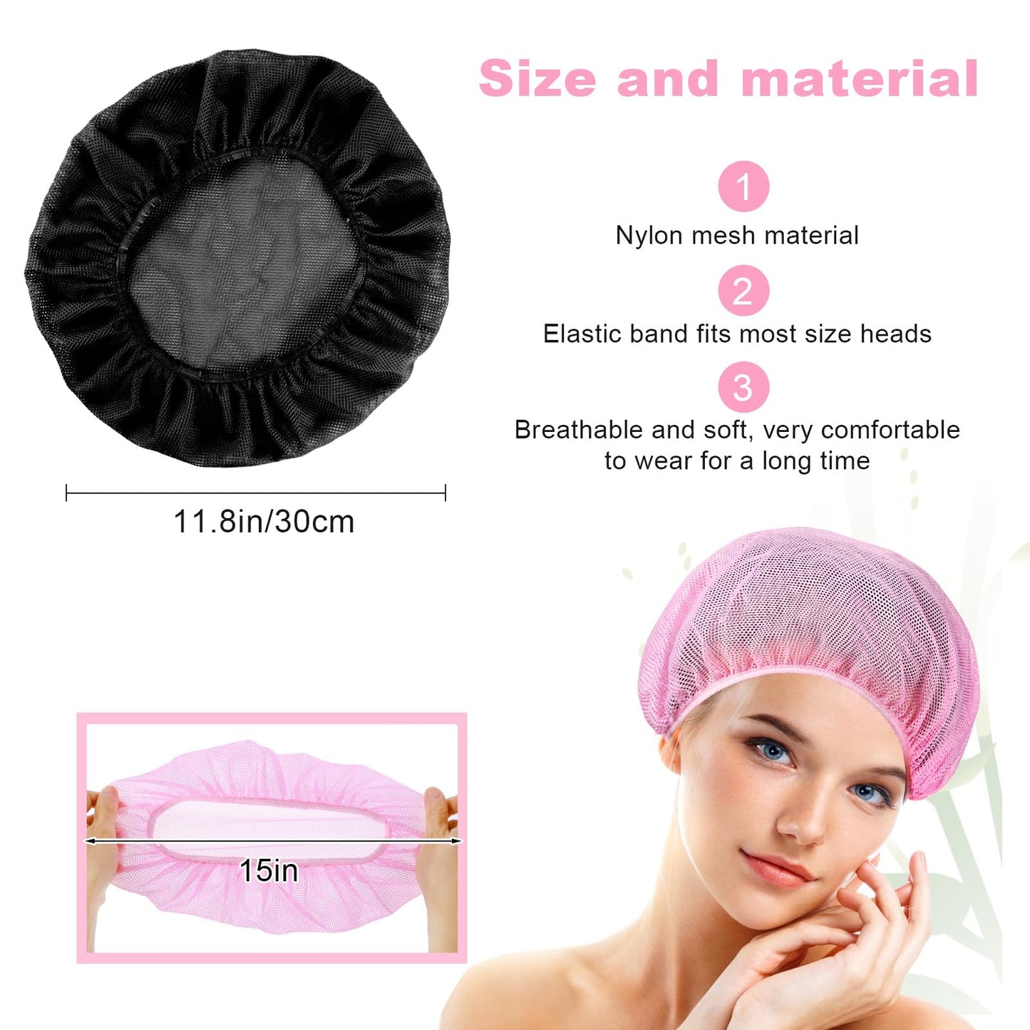 Dimeho 4 Pcs Mesh Sleep Bonnets Night Sleep Cap Hair Net for Sleeping Wig Cap Sleep Caps for Women(Pink/Black