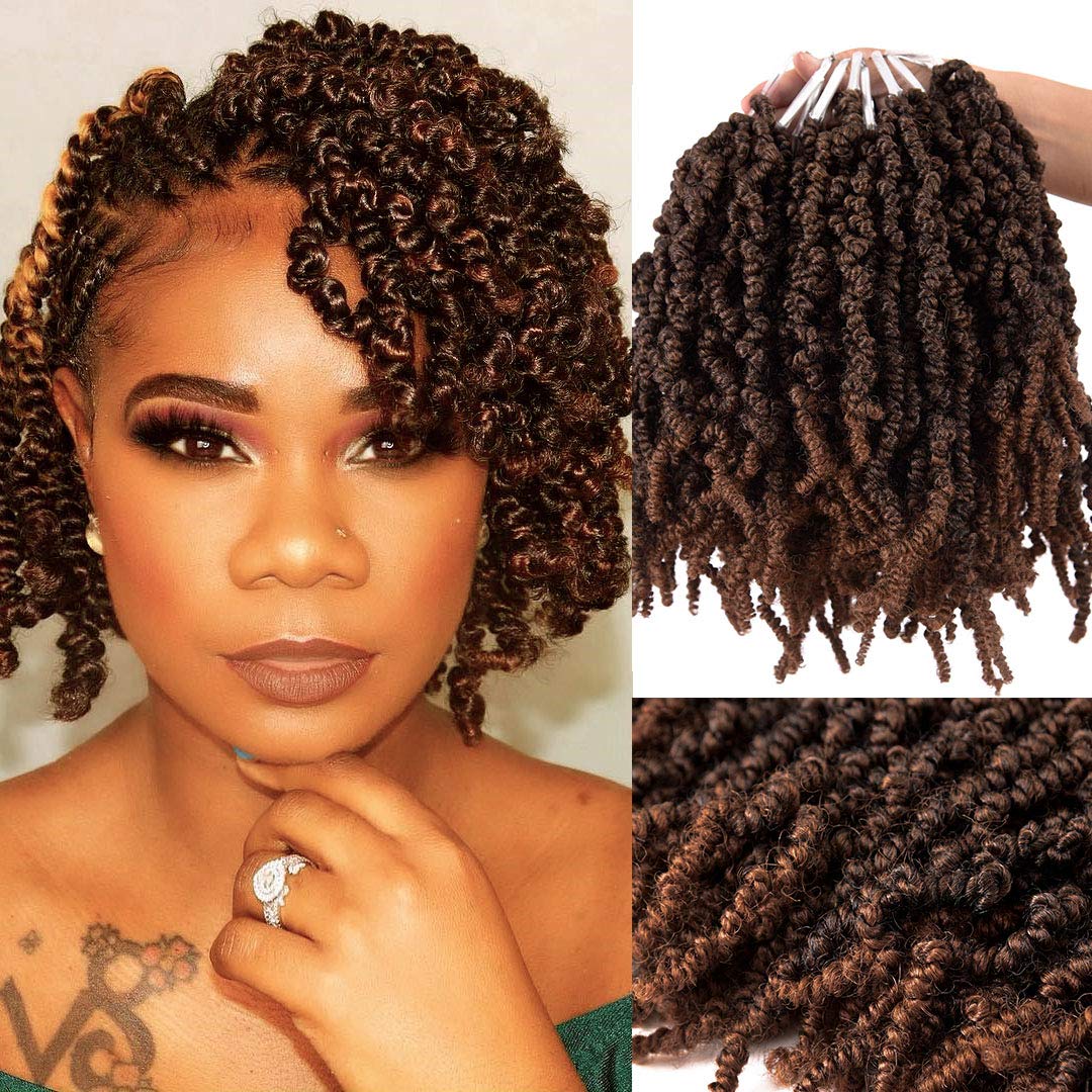 3 Packs 10 inch Ombre Synthetic Crochet Braids - Pre-twisted Fluffy Curly Hair Extensions 15 strands/pack (T1B/30#)
