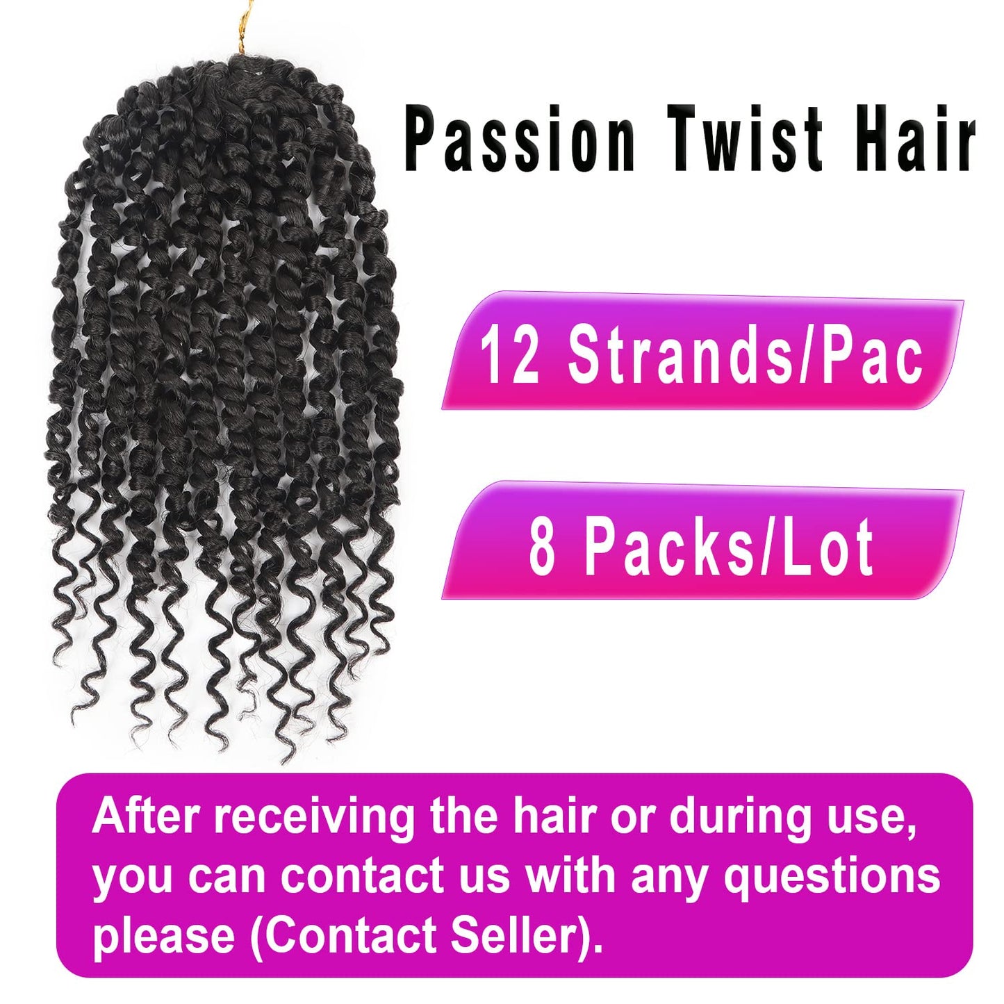 Bileaf Passion Twist Crochet Hair 18 Inch Crochet Passion Twist Hair Pretwisted, Pre Looped 8 Packs Passion Twist Crochet Braids Passion Twists Bohemian Twist Crochet Hair for Women Girls and Kids 1B