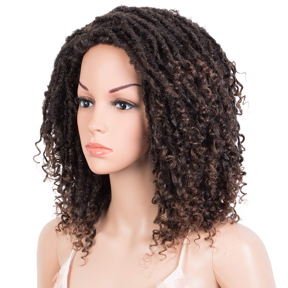 Style Icon Short Dreadlock Wig Twist Wigs for Black Women Short Curly Synthetic Wigs (Shoulder Length, T1B/30)