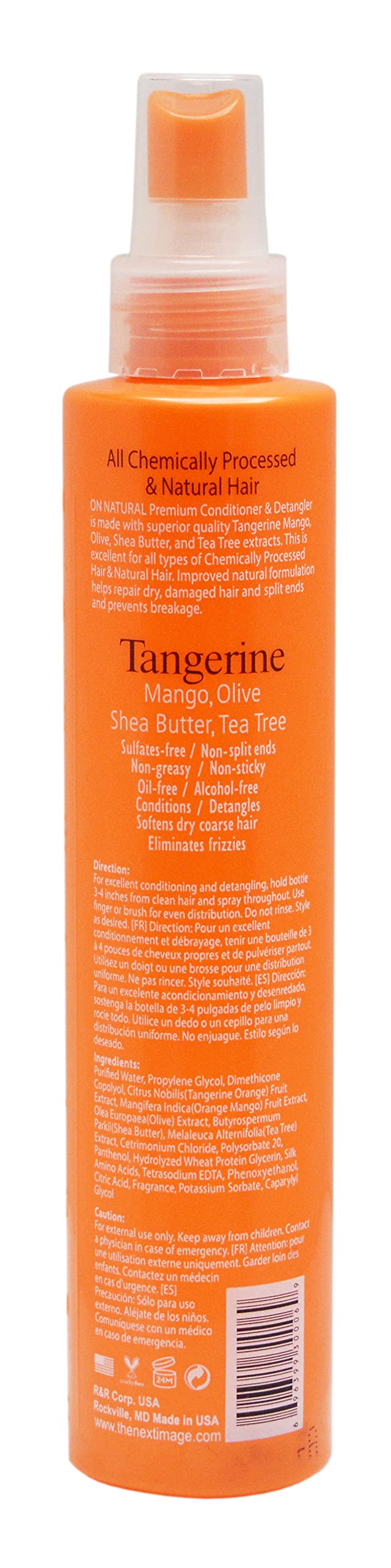 On Natural On Organic Premium Oil-free Weave & Wig Spray Tangerine, 8 Fluid Ounce