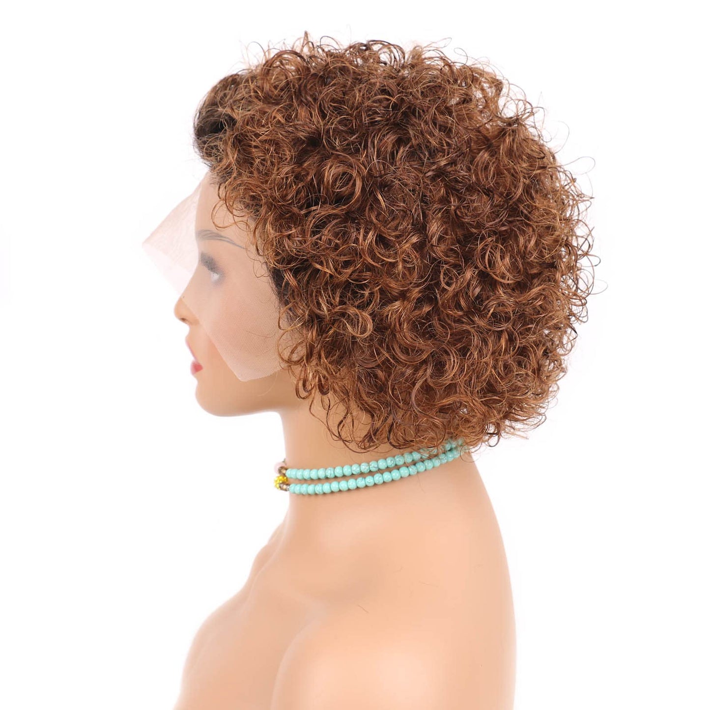 Czrleaty Ombre Ginger Pixie Cut Wigs Human Hair Short Curly Lace Front Wig Ombre Ginger 13X1 Pixie Wig For Black Women 150% Density