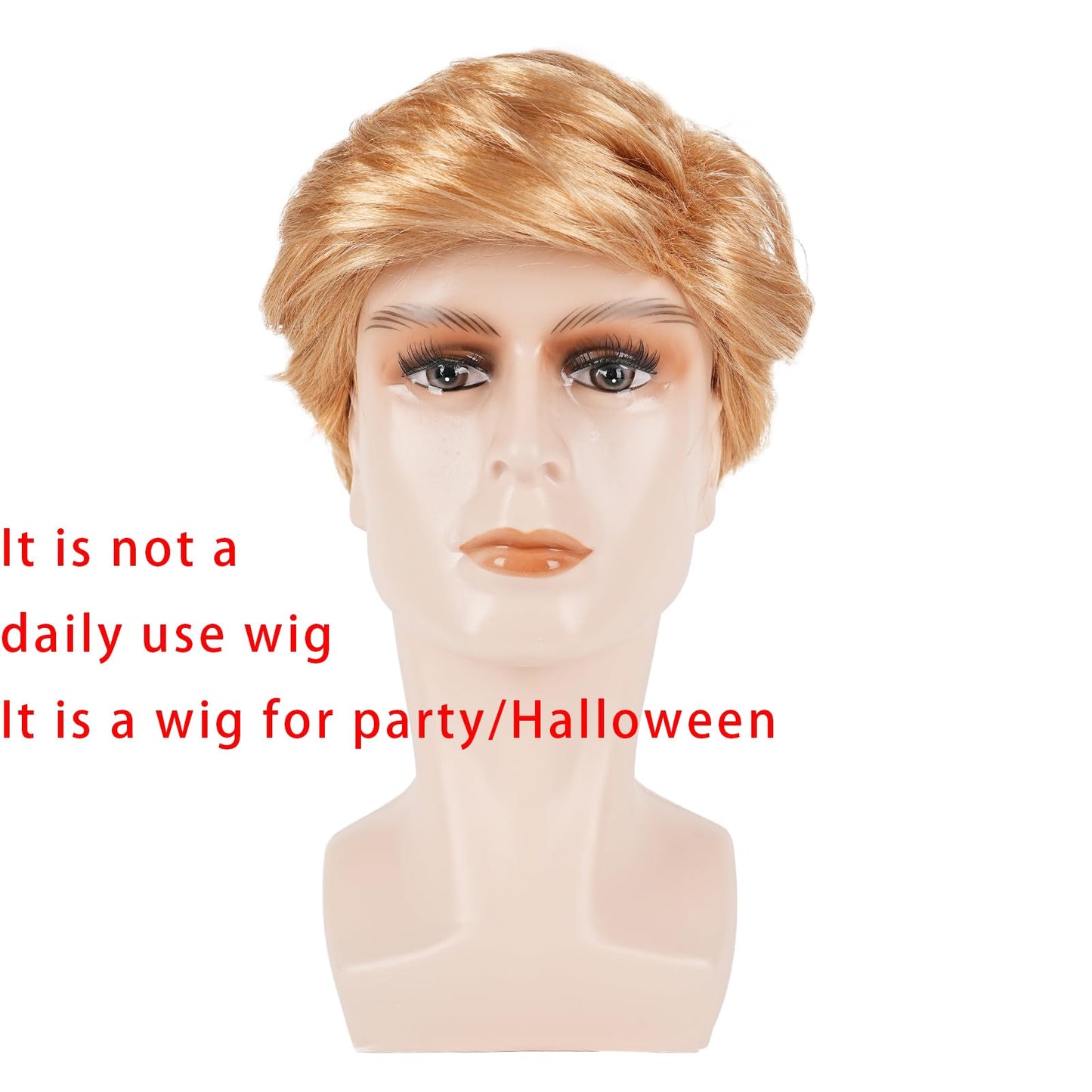 GenmeiFBH Funny Celebrity Wig Presidential Candidate Political Donald Trump Wig Costume Wig Set,President Wig,Billionaire Wig,Mens Blonde Wig,Including A Flag Pin,Perfect for Halloween