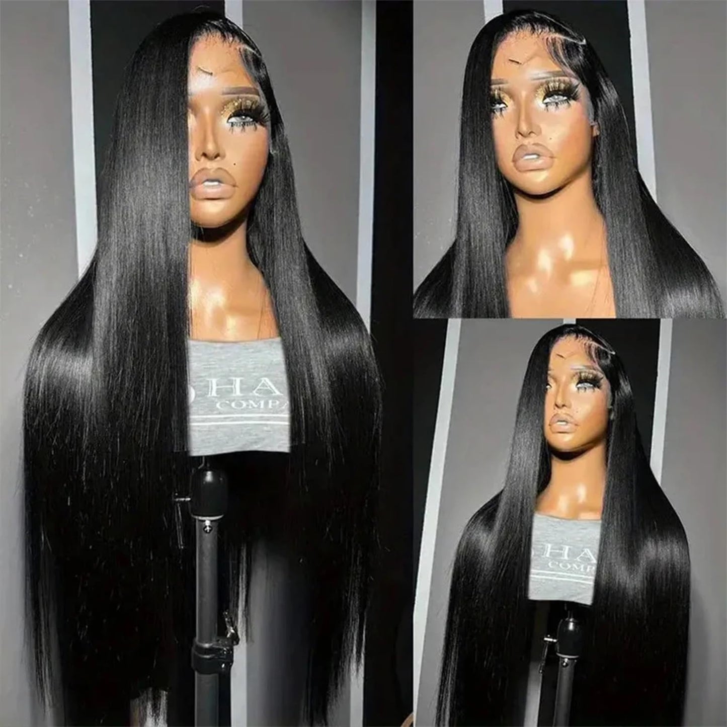 VIPPRETTY Synthetic Lace Front Wig, 13x6 Lace Frontal Wigs Human Hair Touch Pre-Plucked Long Straight Glueless 1B Black Wig 30 inch Vogue Highlight Technology-Premium Fiber & Human Hair Blended