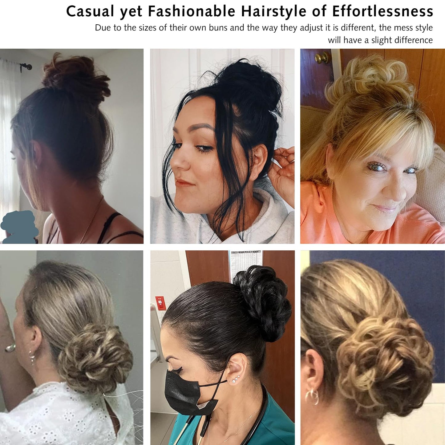 Rose bud Messy Bun Hair Pieces For Women Hair Bun Extension Updo Curly Messy Bun Scrunchie Dark Brown