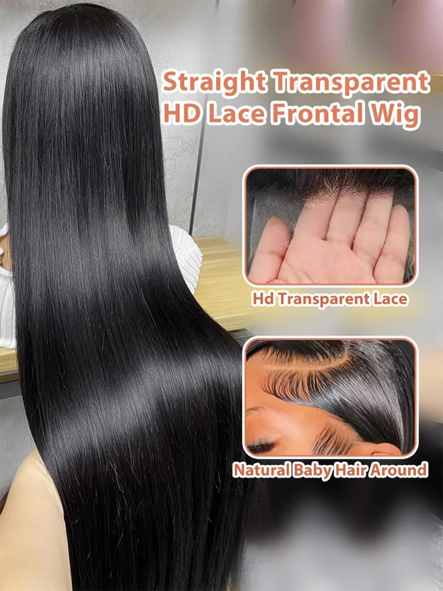 VIPPRETTY Synthetic Lace Front Wig, 13x6 Lace Frontal Wigs Human Hair Touch Pre-Plucked Long Straight Glueless 1B Black Wig 30 inch Vogue Highlight Technology-Premium Fiber & Human Hair Blended