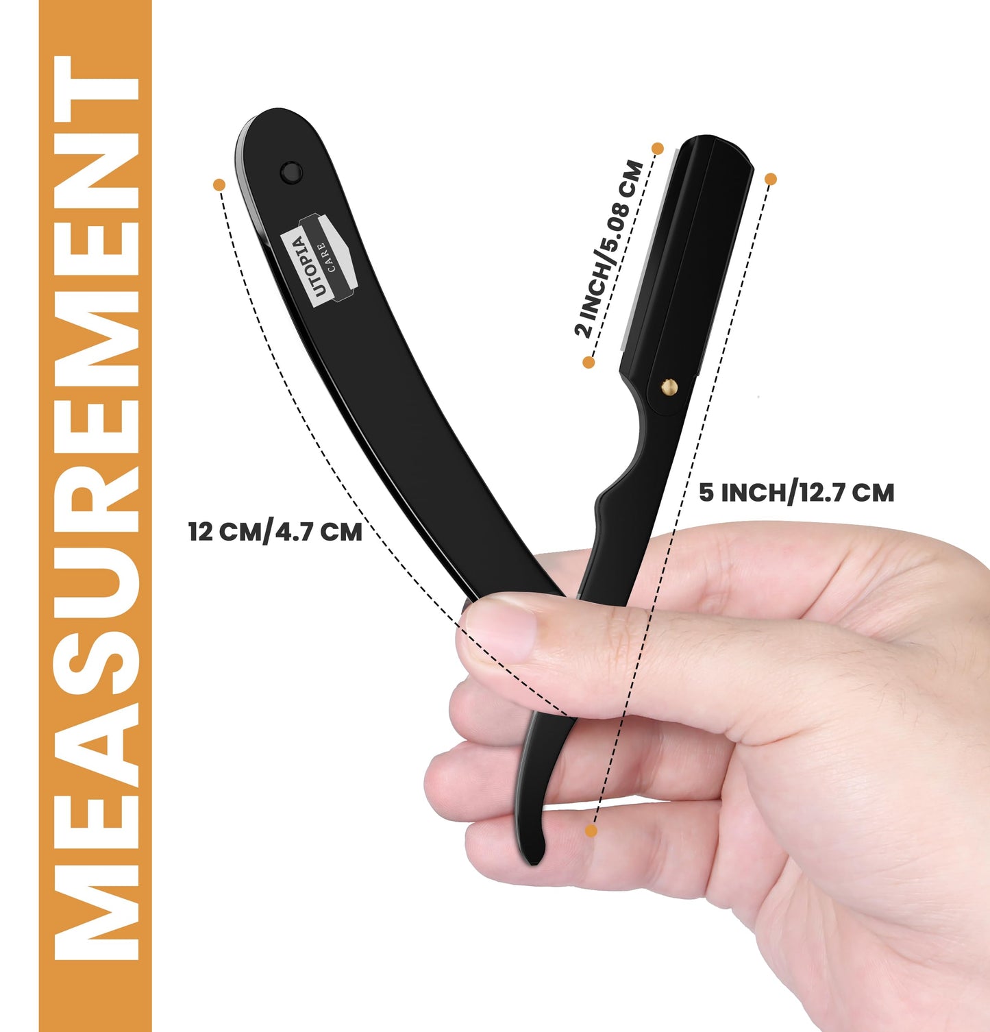 Utopia Care Professional Straight Razor for Men, Valentines Day Gifts for Him and Her Barber Straight Edge Razor Safety with 100-Pack Derby Blades - 100 Percent Stainless Steel - Black