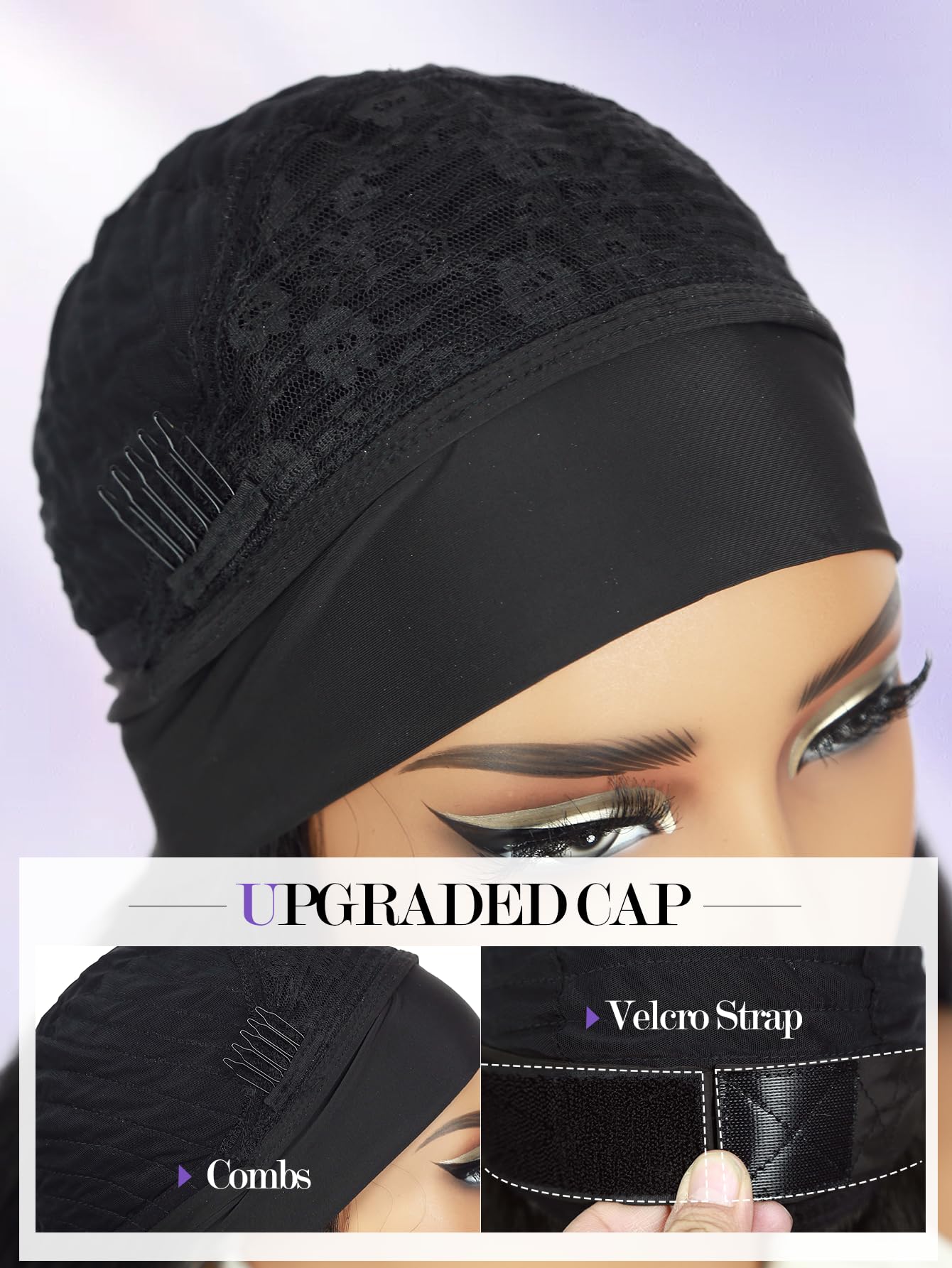 FANCEE Yaki Wavy Headband Wigs Black Kinky Straight Wear and Go Wig with Curly Wavy Ends for Mom on the Go Synthetic Headband Blow Out Style Natural Hair Wig for Black Women