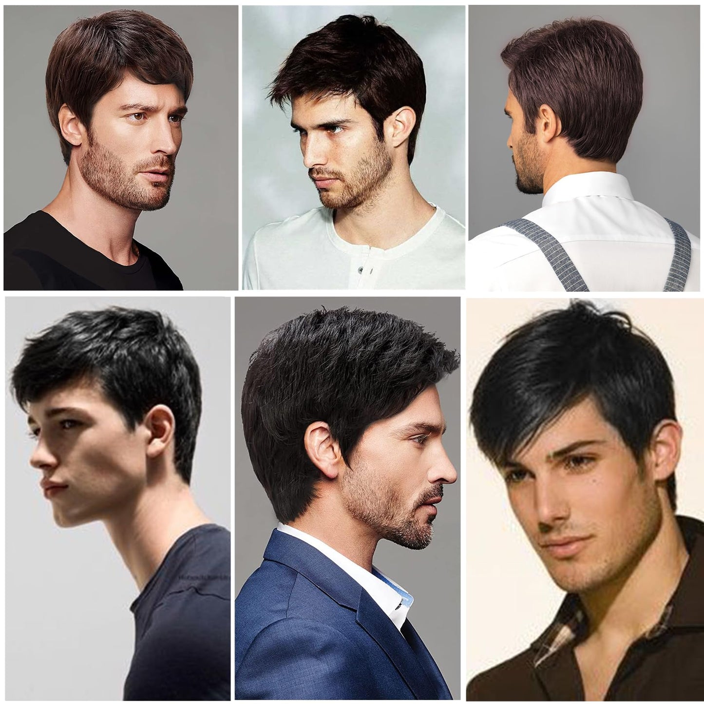TOPHR Short Mens Wig Handsome Reddish Brown 6 Inch Heat Resistant Synthetic Straight Male Wigs for Daily Costumes or Halloween Wear