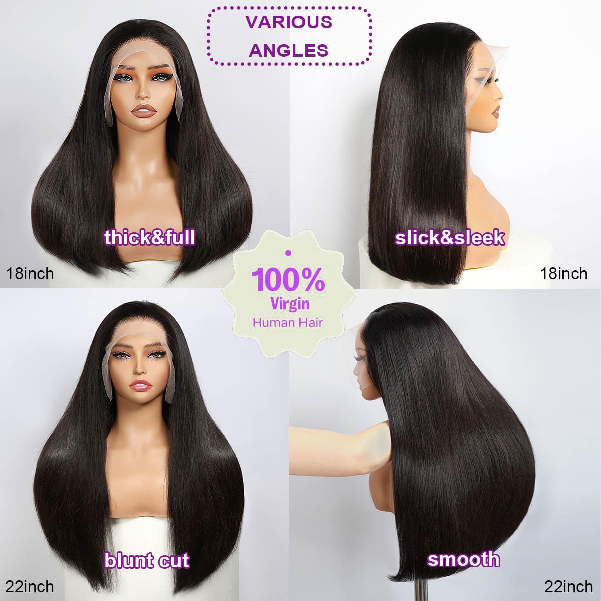 Lemo beauty Straight Human Hair Wigs 13x4 Hd Lace Front Wigs Human Hair for Black Women 12A Double Drawn Brazilian Virgin Human Hair Transparent Lace Pre Plucked&Pre Bleached Lace Front Wigs 220%