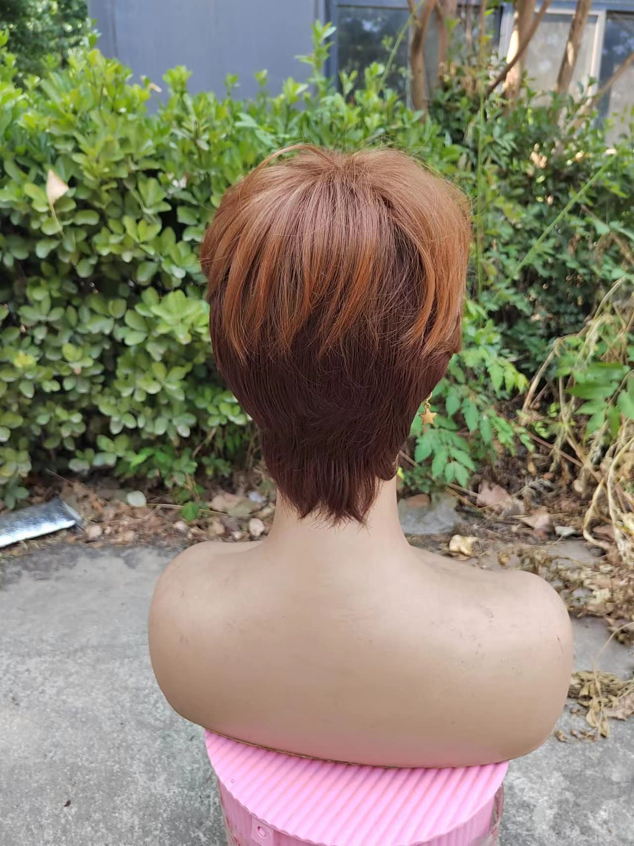 FCHW Short Ombre Hair Wigs Pixie Cut for Black Women Synthetic Straight Wig