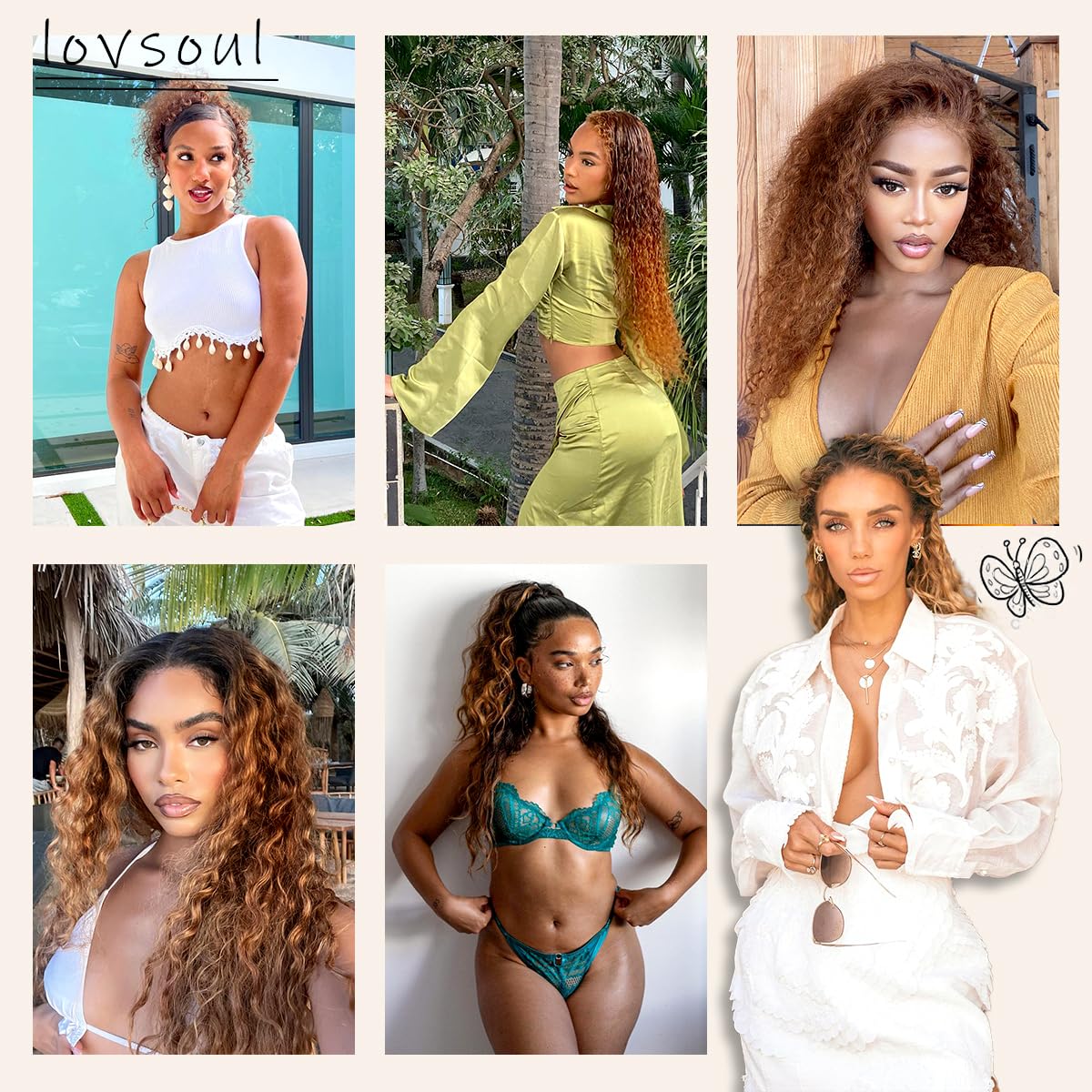 13x6 Omber Brown to Blonde HD Glueless Curly Lace Frontal Wigs Pre-Plucked, Deep Wave Lace Front Wig Similar Human Hair 200 Density, Synthetic Curly Wig for Black Woman Ready to Wear(26 inch)