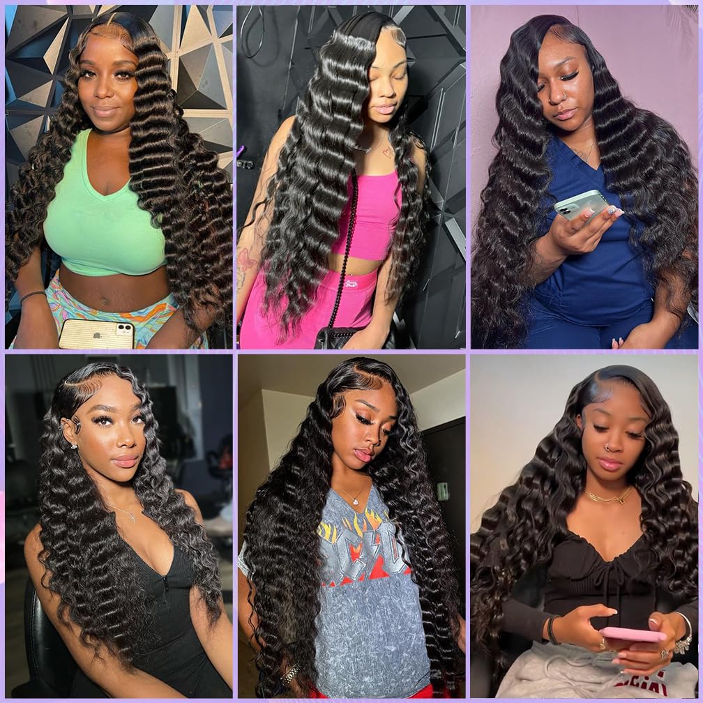 Loose Deep Wave Bundles 26 28 30 Unprocessed Virgin Brazilian Remy Deep Wave Human Hair Bundles Loose Deep Bundles for Black Women Free Part Soft and Bouncy Hair Extensions Natural Color