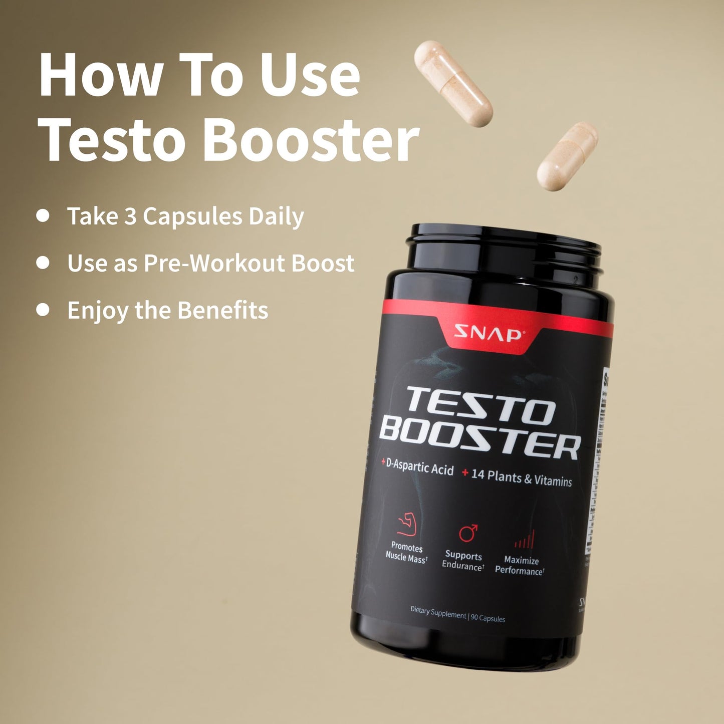 Snap Supplements Prostate Health Support Supplement Bundle with Testosterone Booster, 90 Capsules & 90 Capsules