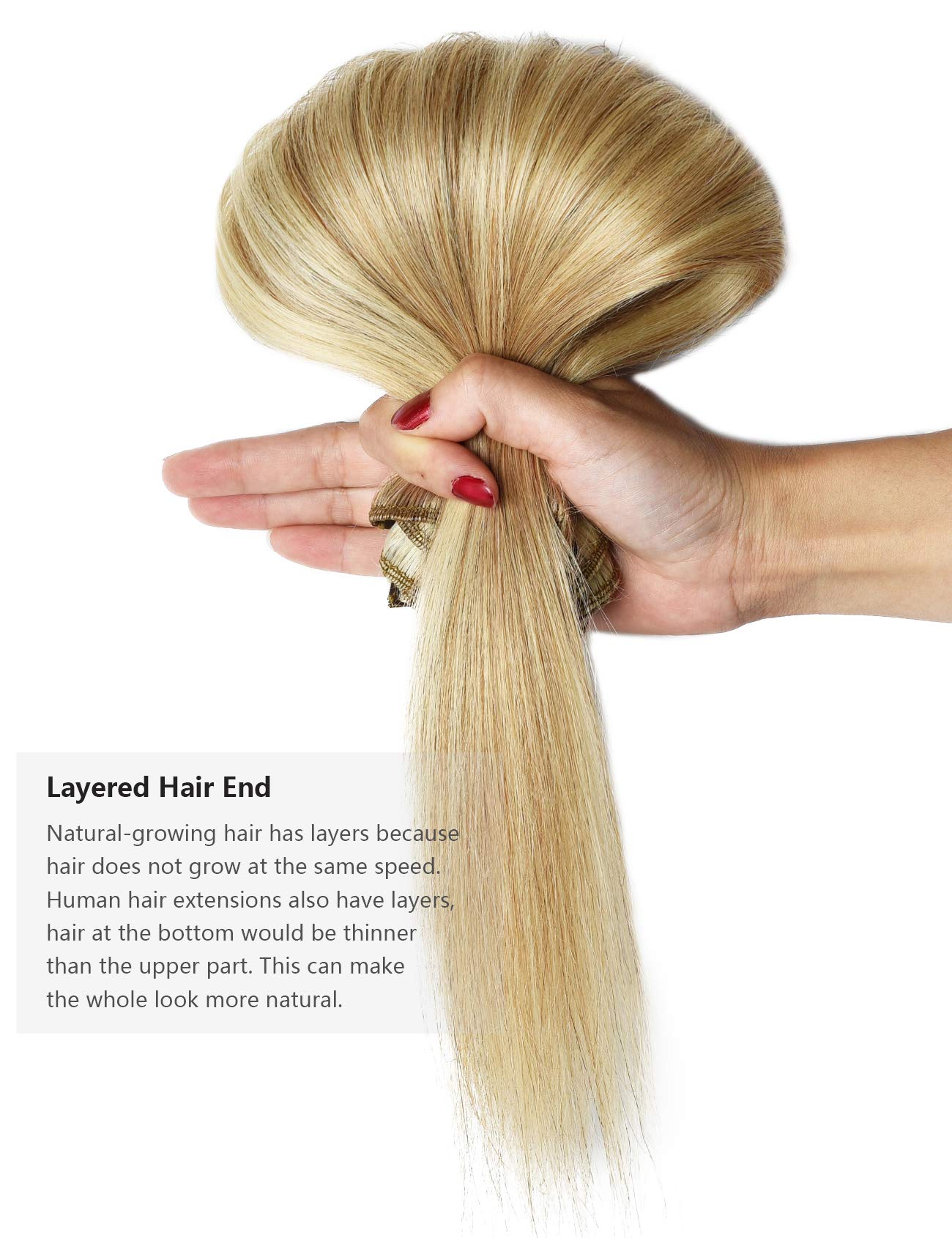ROSEBUD Clip in Hair Extensions REMY Human Hair 8Pcs 18 Clips 60g/Set 10 Inch