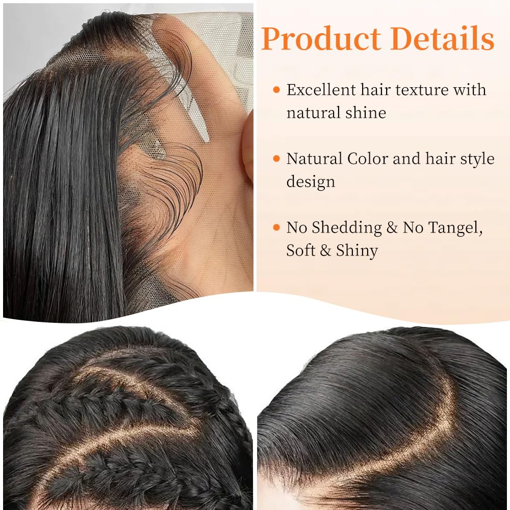 YetFree 13x6 Lace Front Wigs Human Hair 200 Density Body Wave Lace Front Wigs Human Hair HD Lace Frontal Wig Human Hair Pre Plucked with Baby Hair Brazilian Virgin Wigs for Women 34 Inch