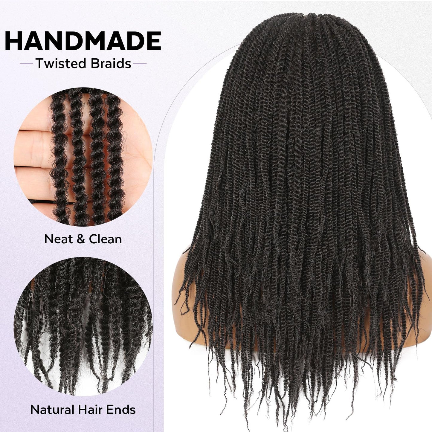 HANNE Double Full Lace Braided Wigs 20 Inch Knotless Braied Dreadlock Wig Glueless Twist Wigs For Black Women