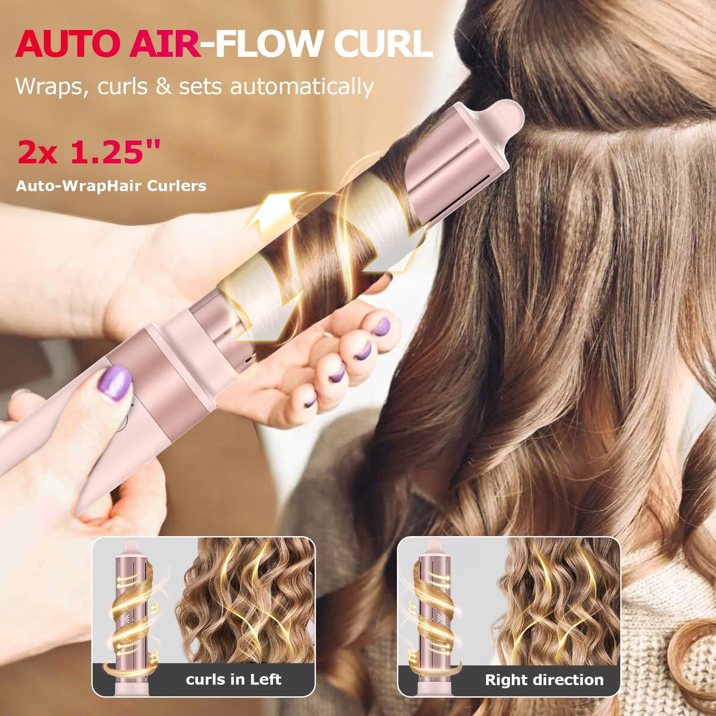 MESCOMB 5 in 1 High-Speed Hot Air Styler - Professional Frizz-Free Blow Dryer Brush, Fast Drying, No Heat Damage - Curl, Volumize, Straighten with Travel Bag