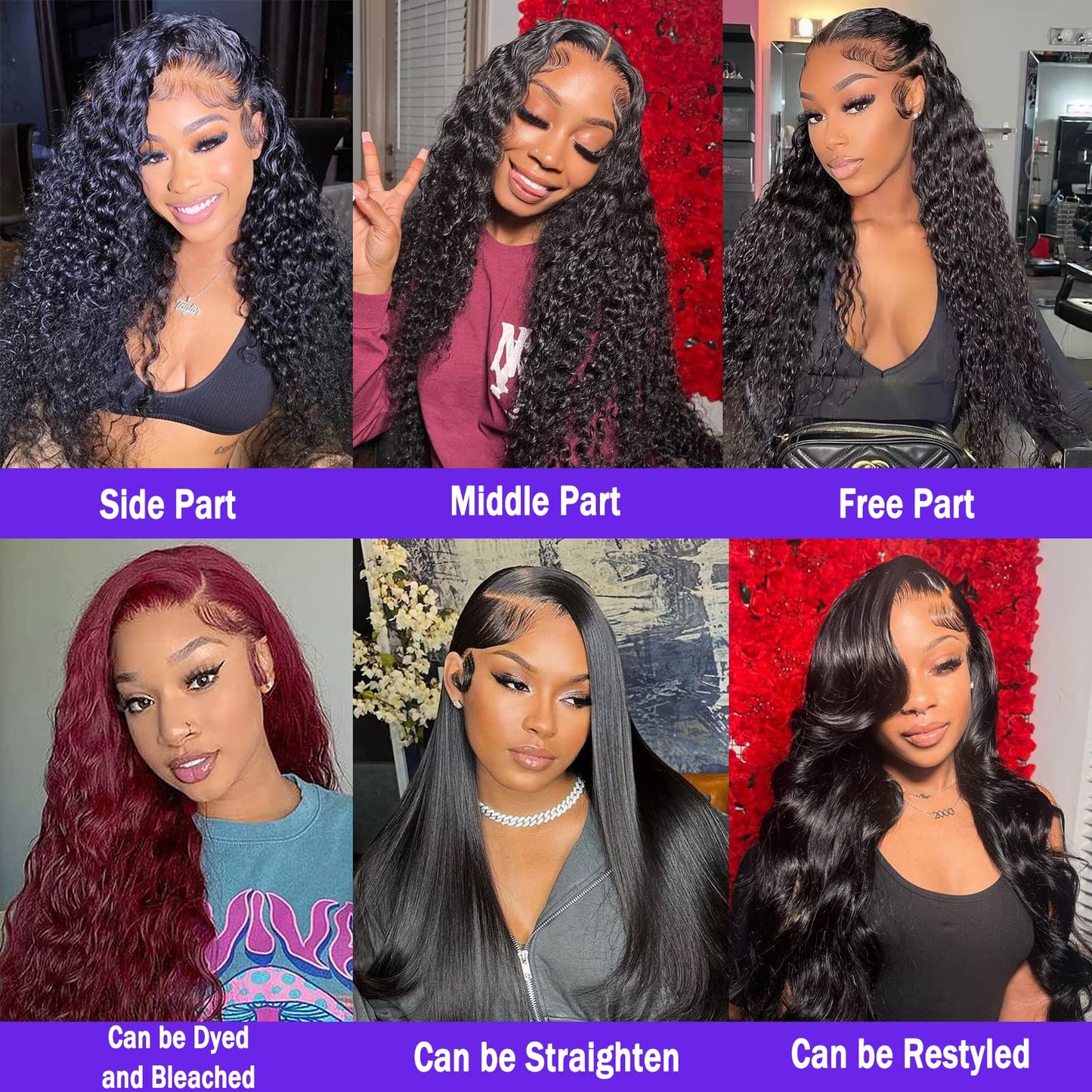 13x4 Water Wave Lace Front Wigs 180% Density Pre Plucked with Baby Hair Water Wave Transparent Lace Wigs Brazilian Virgin Human Hair 24Inch Glueless Water Wave Lace Frontal Wigs Natural Color