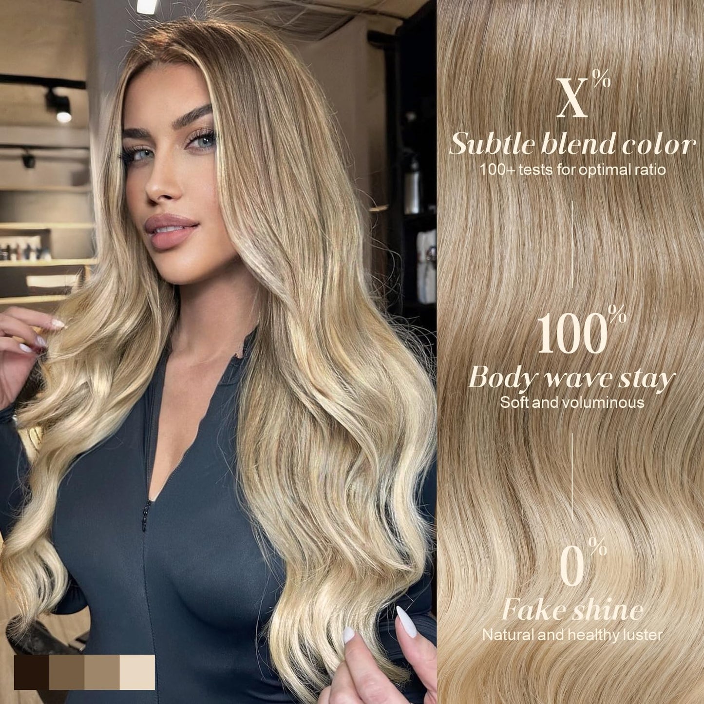 ENCOUNTERU Ombre Blonde Wear and Go Glueless Wig with Bangs Pre Plucked Body Wave Synthetic Lace Front Wigs for Women 13x5x1 Pre Cut Lace Dirty Blonde Wig Middle Part 26 Inch