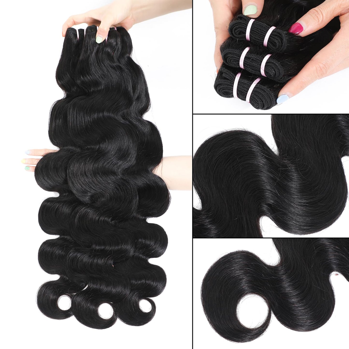 15A Raw Indian Human Hair Bundles Body Wave Bundles Human Hair,Triple Lifespan Virgin Remy Hair,No Tangle Shedding,Keep Texture Silky Soft After Multiple Washes (3 Bundles Natural Black, 26 26 26)