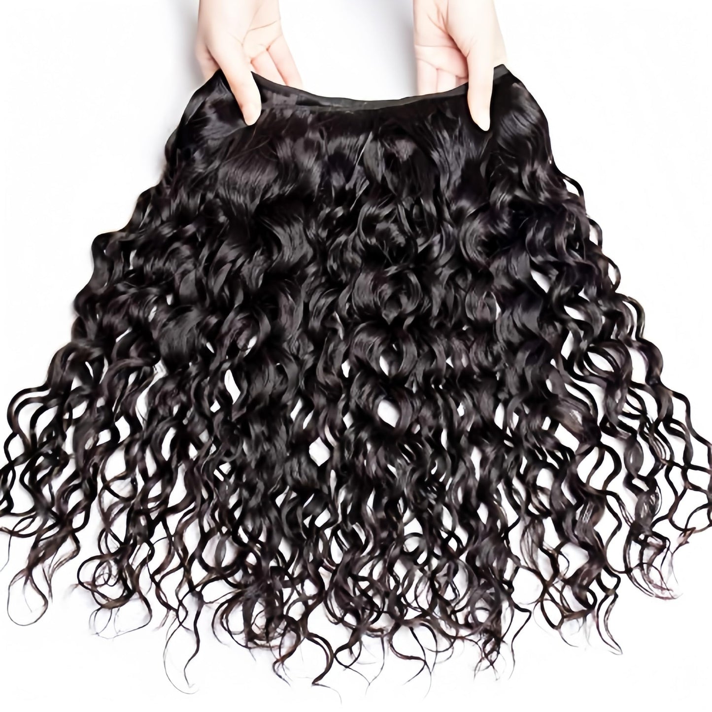 Foruiya Water Wave 4Bundles(50g/bundle) with Middle Part Closure Weave Hair Human Bundles with T Lace Closure Brazilian Wet and Wavy Bundles with Closure (10/10/10/10+10" closure)