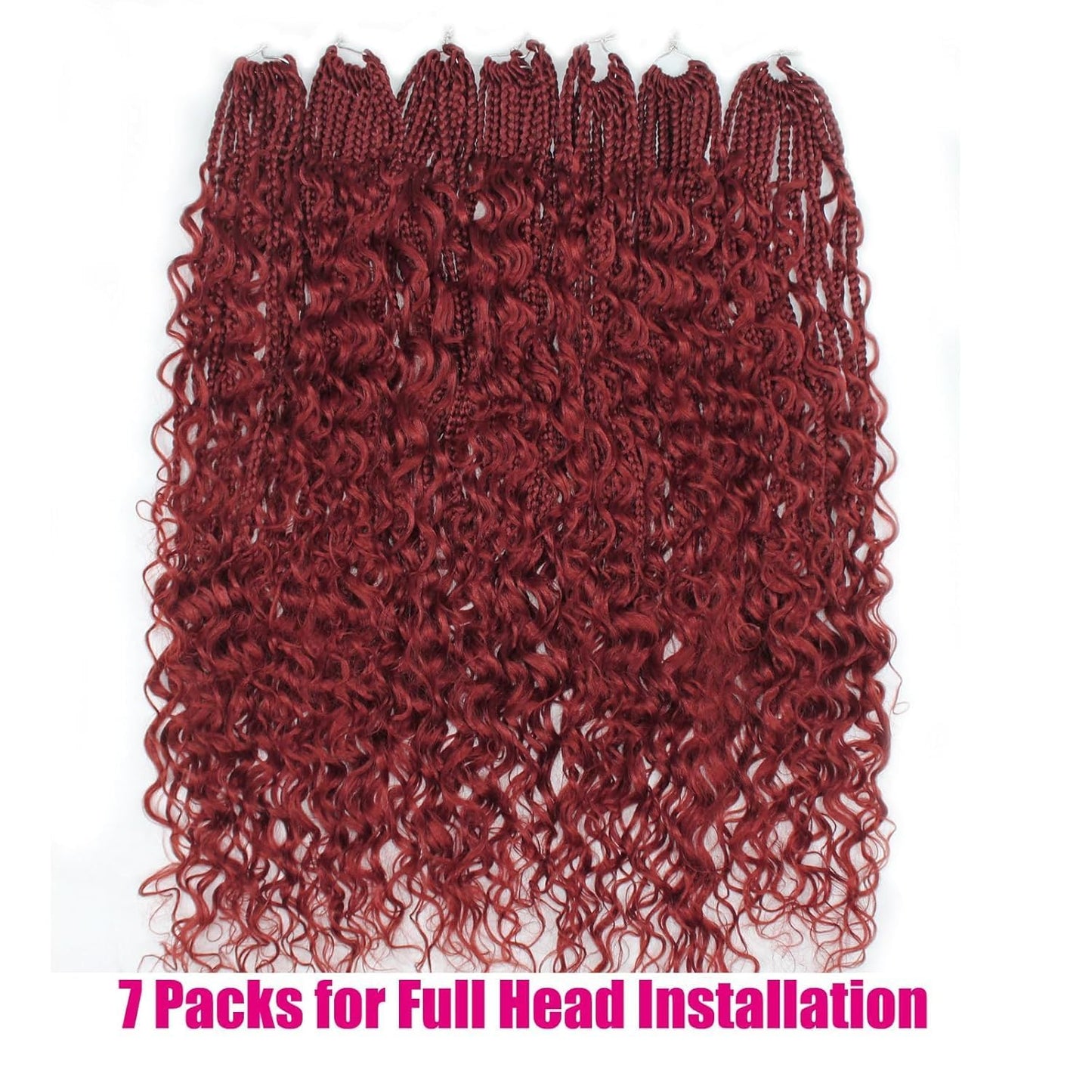 Boho Crochet Braids Pure Protein Fiber Close to Human Hair 24 Inch Goddess Box Braid with Soft Curls Bohemian Braids Crochet Hair for Black Women (24Inch BUG)
