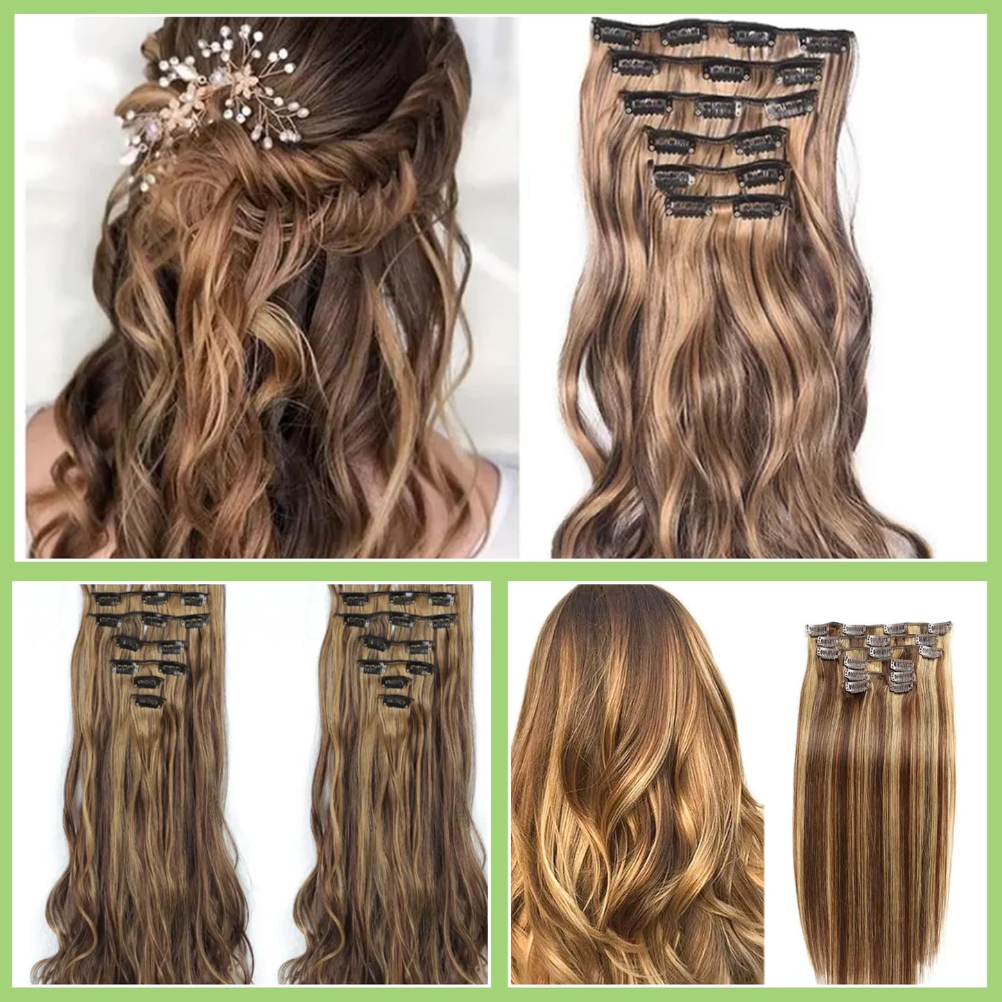 120 pcs Hair Extension Clips, Complete Hair Extensions Clip Wig Making Set, Wig Clips for Hair Extensions Include Hair Sewing Needles and Threads