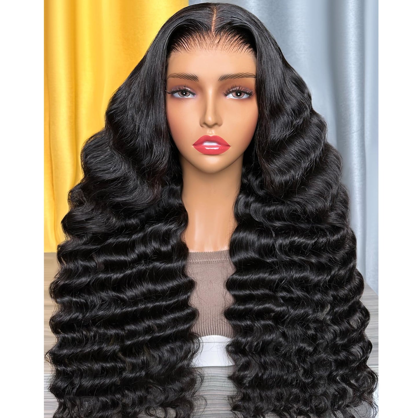 Arabella 5x6 Wear and Go Glueless Wigs 210% Density Lace Front Wigs Human Hair Pre Cut Glueless Wigs Human Hair 12A Loose Curly Wig 100% Pre Bleached New Body Wave(24inch, 5X6 New Body Wave Wig)