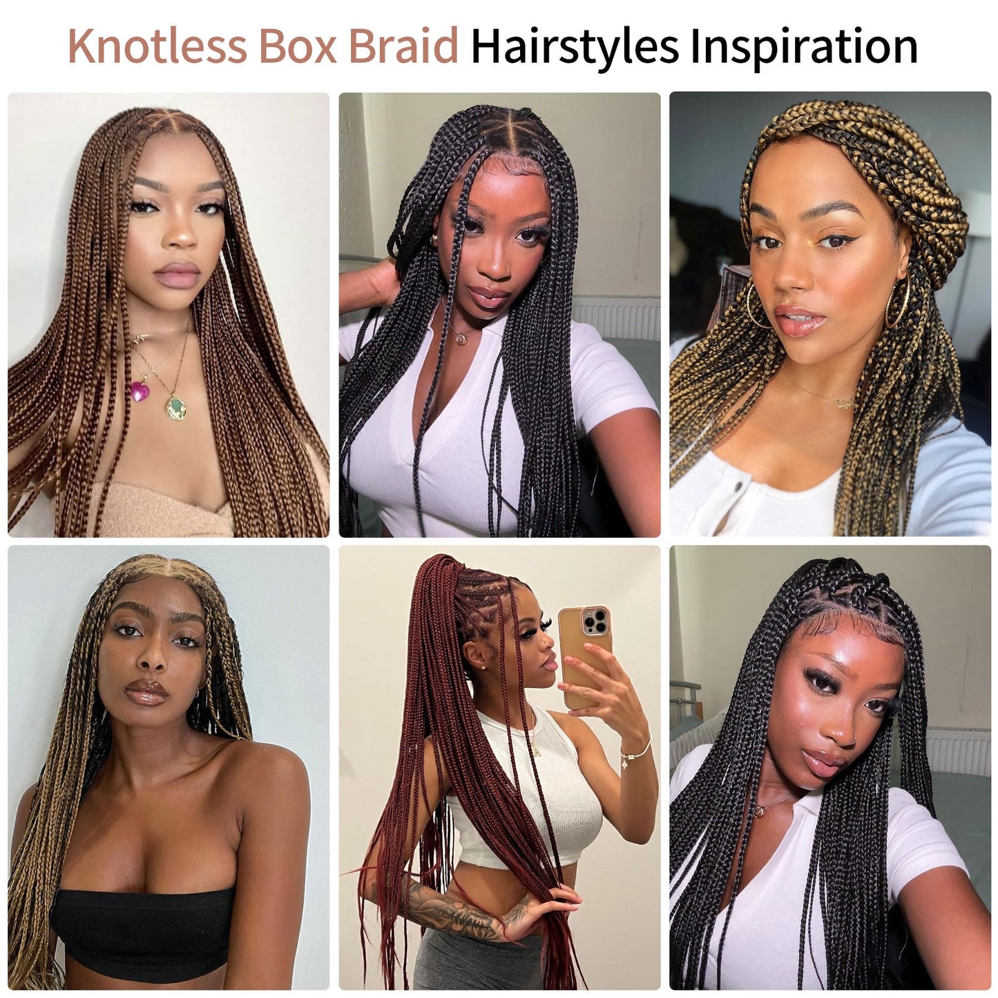 Lexqui 360° HD Full Lace Knotless Braided Wigs for Women Box Braid Wig Synthetic Hair Lace Front Braided Wigs with Baby Hair Braid Wig 36 Inch Brown