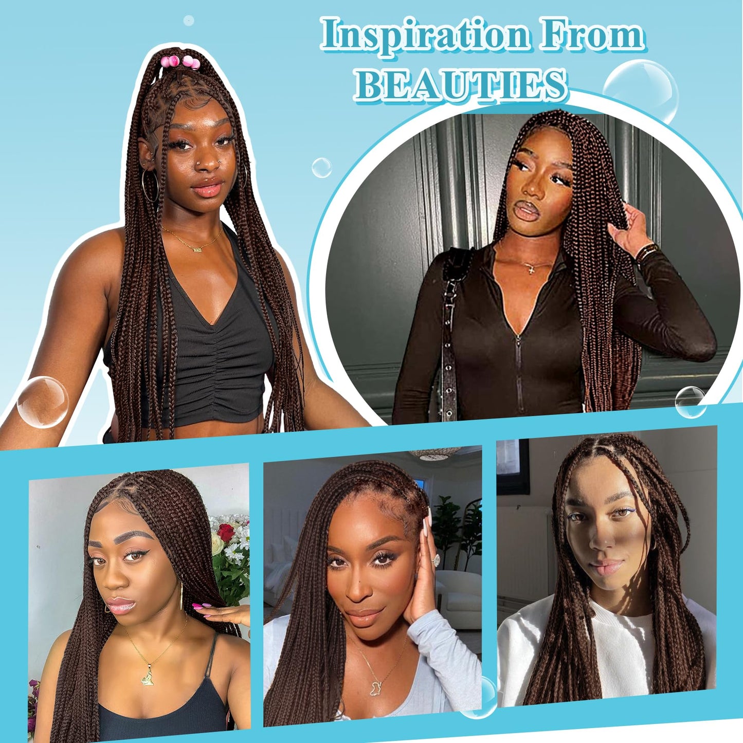 Olymei 360° Hd Full Lace Knotless Braided Wigs for Women Box Braid Wig with Baby Hair Premium Synthetic Long Brown Braided Lace Front Wigs 36Inch
