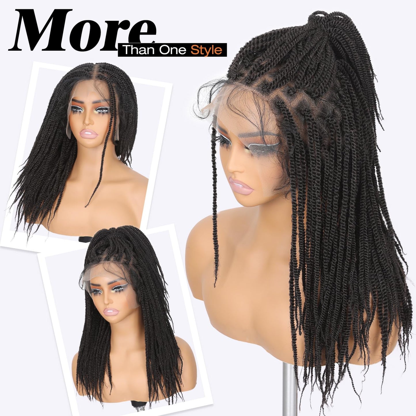 WIGNEE Braided Wigs For Black Women Full Double Lace Knotless Braided Wigs For Black Women Twist Braided Wig with Baby Hair Light Weight Box Braid Wig Braided Wigs for Daily Use(Brown Black)