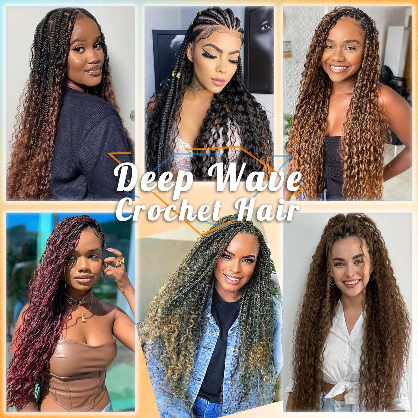 Eerya Long Curly Braiding Hair 18 Inch 2 Packs Ocean Wave Crochet Hair for Black Women Deep Wave Braiding Hair for Boho Braids(18 inch, 1B)