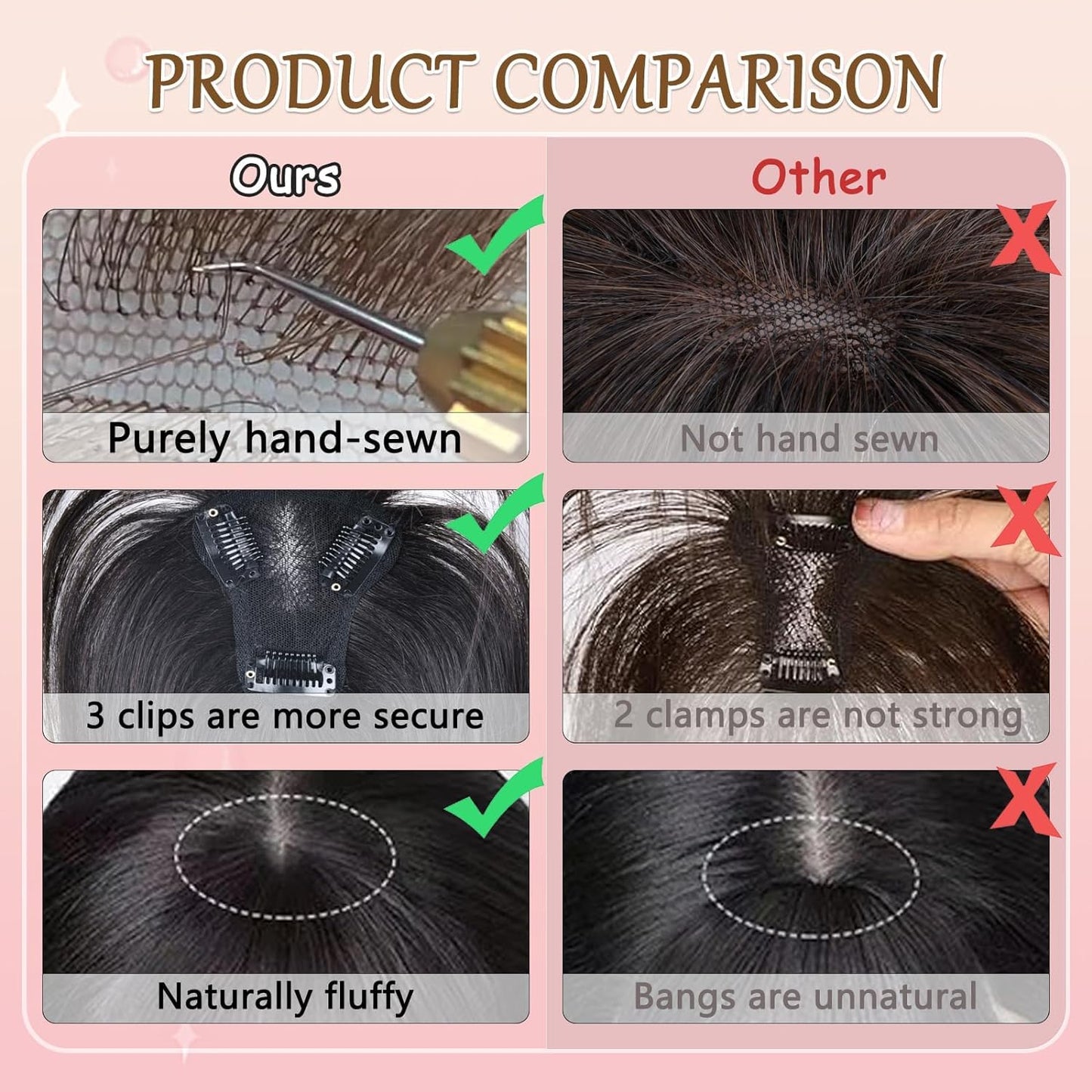 ISTGIFT Hair Toppers for Women Real Human Hair, Bangs Hair Clip 360° 3D Hair Toppers for Women No Bangs Top Hair Extensions, Hair Topper Hair Pieces for Women Daily (Honey Blonde Mixed Light Brown)