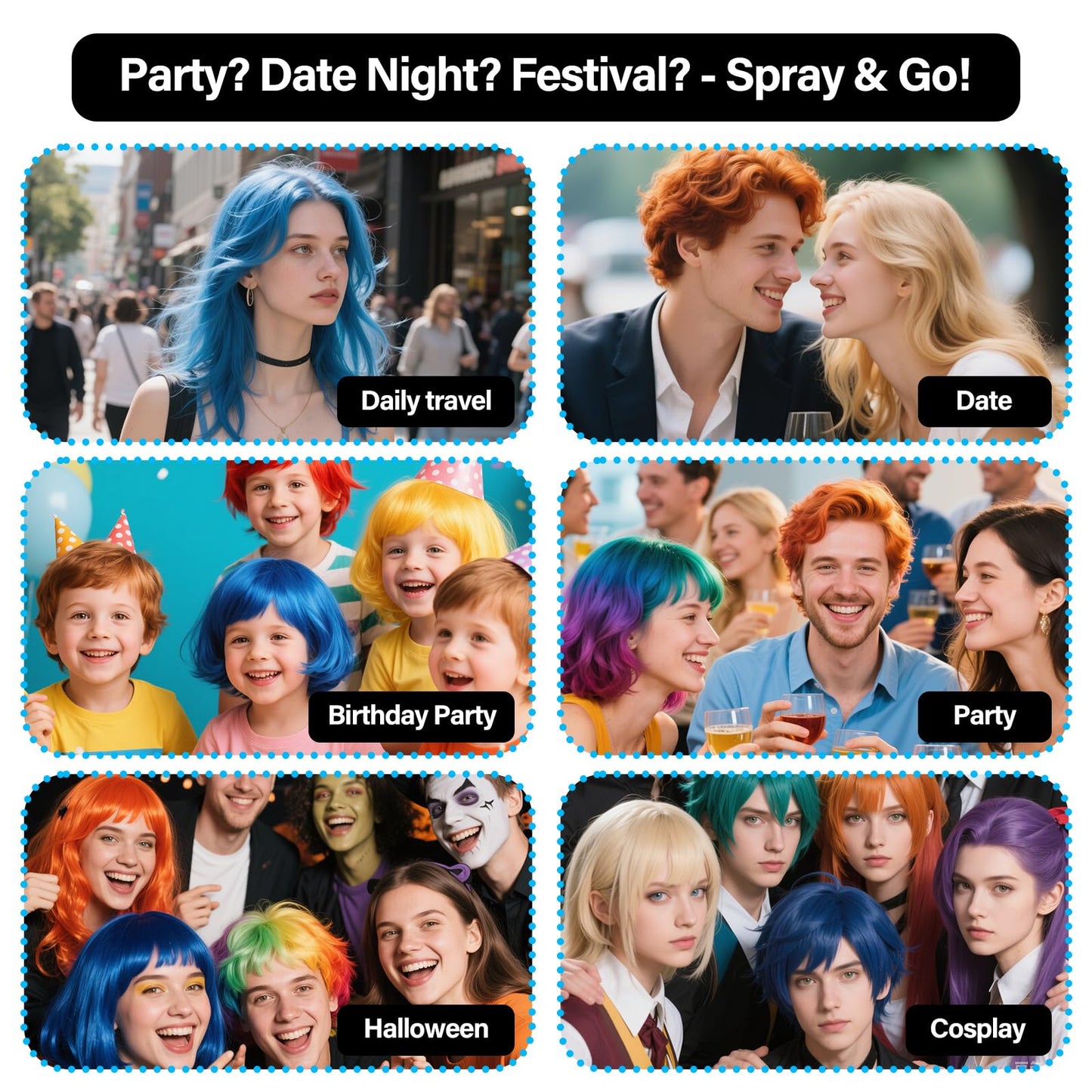 One-Day Temporary Hair Color Spray For Kids Women Men, Washable Hair Dye Spray Non-Sticky For Cosplay Party DIY, Christmas Party, Halloween Crazy Hair Day (Fiery Red, 4.06 oz)