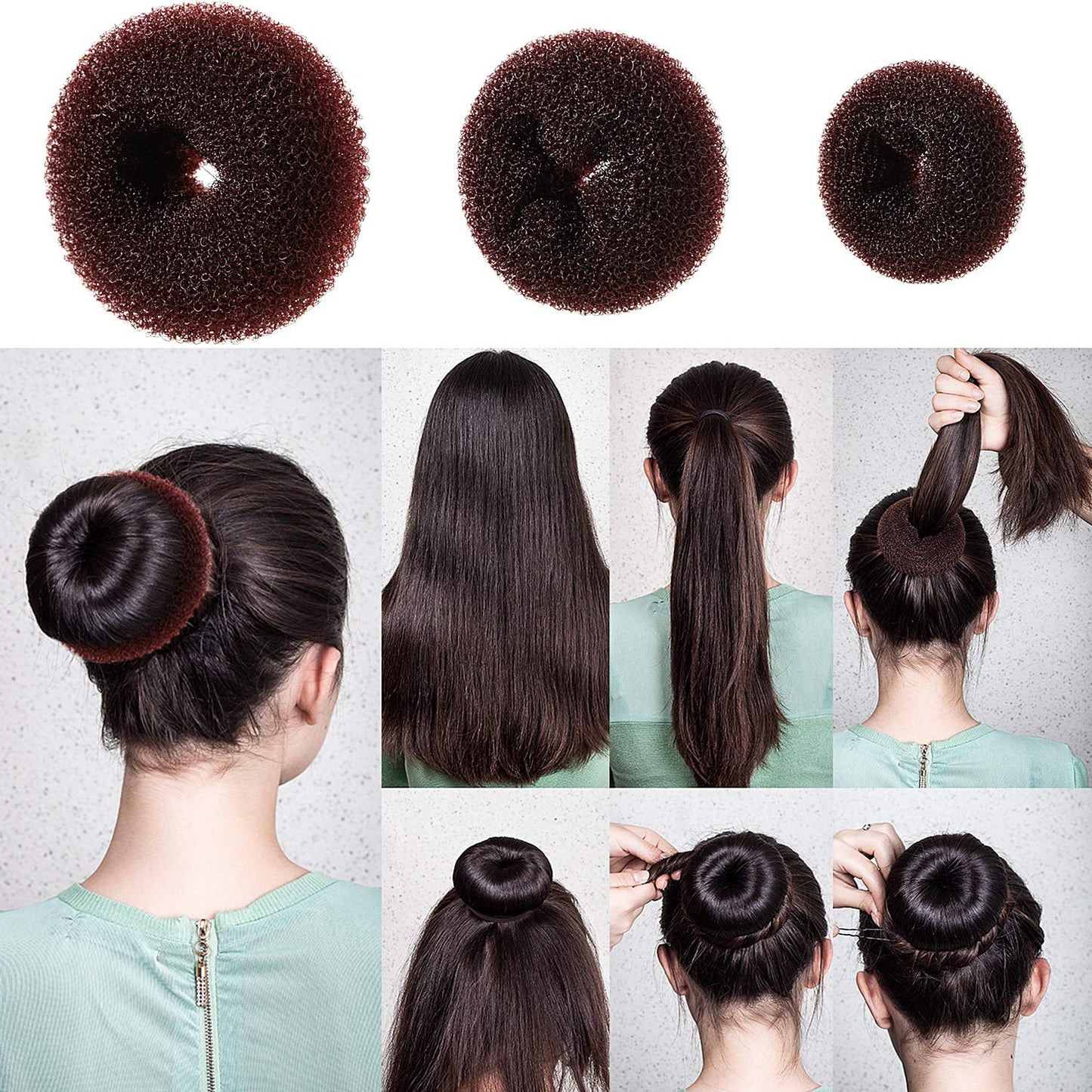 Bun Shaper Set with Donuts, Markers, Ponytail Tools, Bobby Pins, and Elastic Bands for Women and Kids