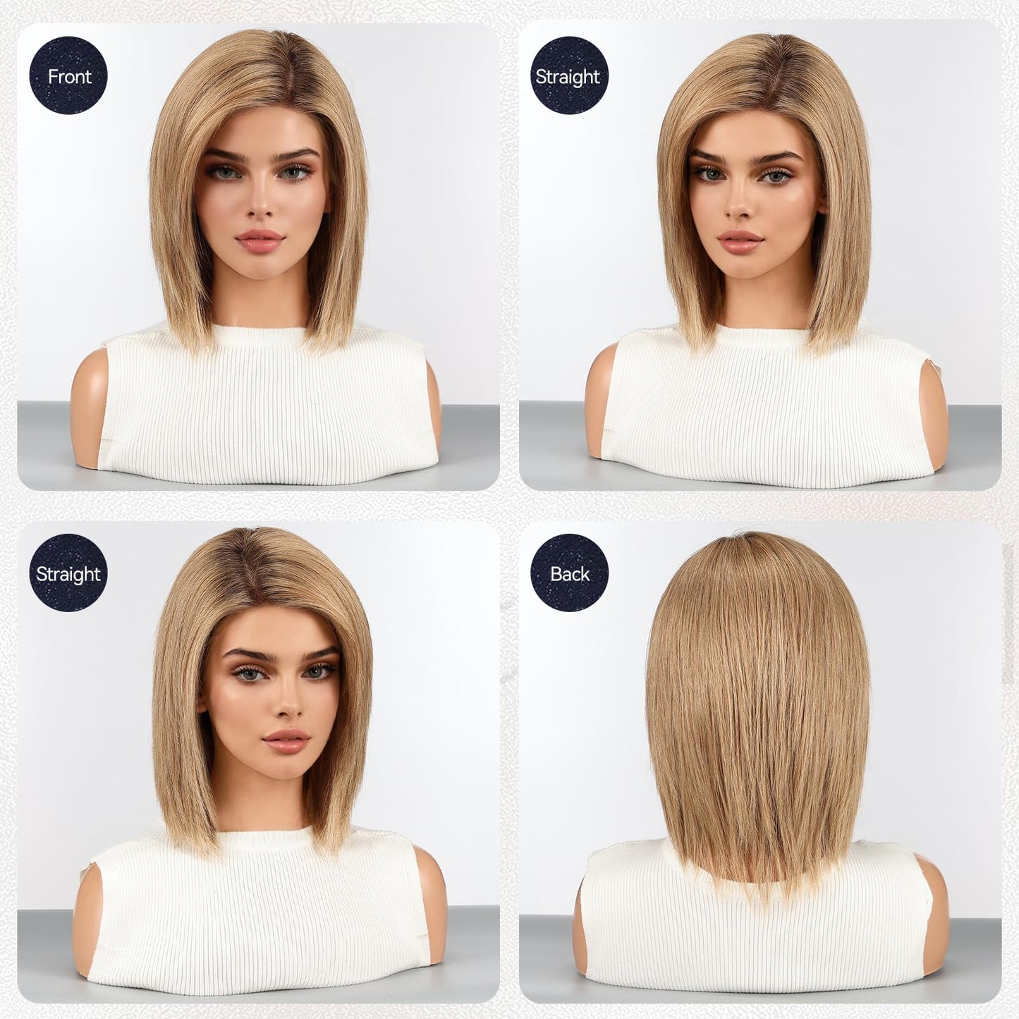 starluck Human Hair Wig Lace Front Wigs Real Human Hair Wigs For Women Wig Side Part 6"*5"*2" HD Lace Ligth Brown 12 Inch Realistic and Natural for Daily Party Use