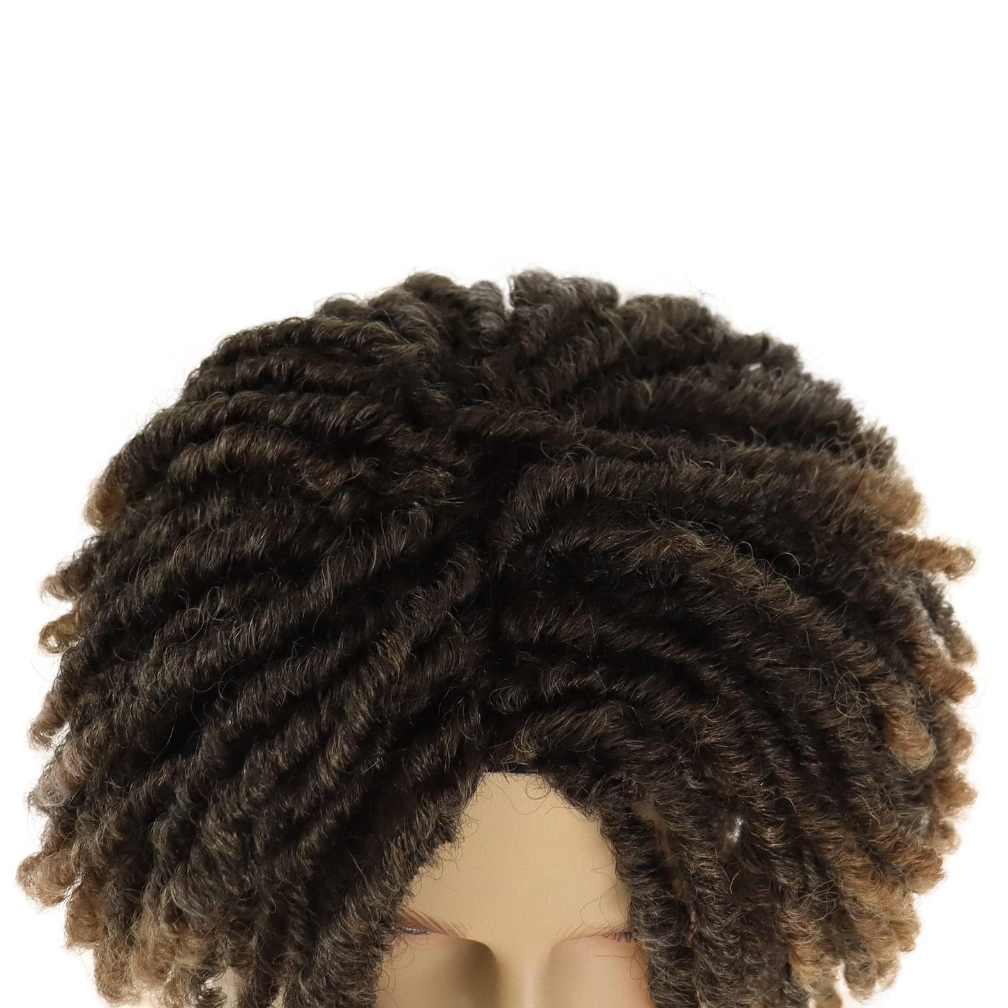 GNIMEGIL 14 Inch Short Dreadlocks Wig For Man Afro Bob Ombre Light Brown Crochet Twist Hair Braided Wigs Natural Synthetic Hair Breaking Street Dance Breathable Cap Net