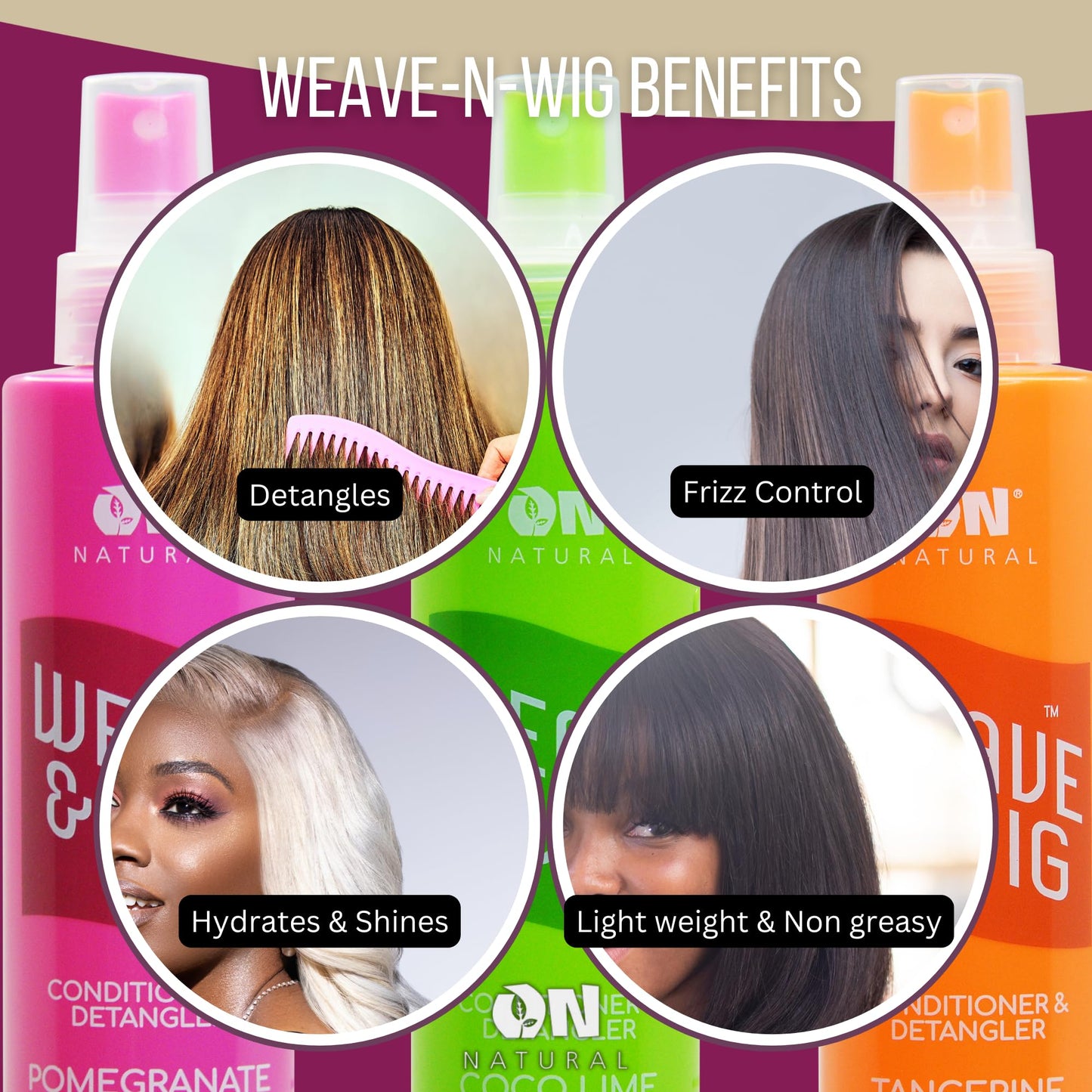 On Natural On Organic Premium Oil-free Weave & Wig Spray Tangerine, 8 Fluid Ounce