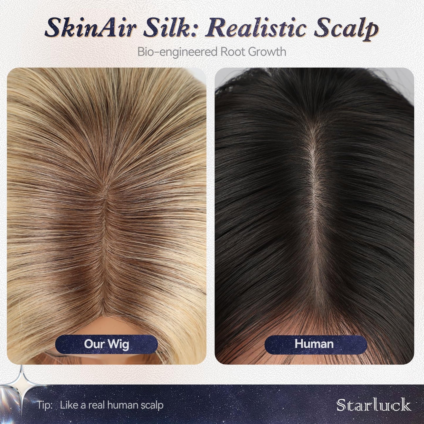 starluck Human Hair Wig for Women Blonde Wigs Real Human Hair Wigs Ombre Light Blonde Layered Bob Wig 12 Inch Silk Base Realistic and Resistant for Daily Party Use